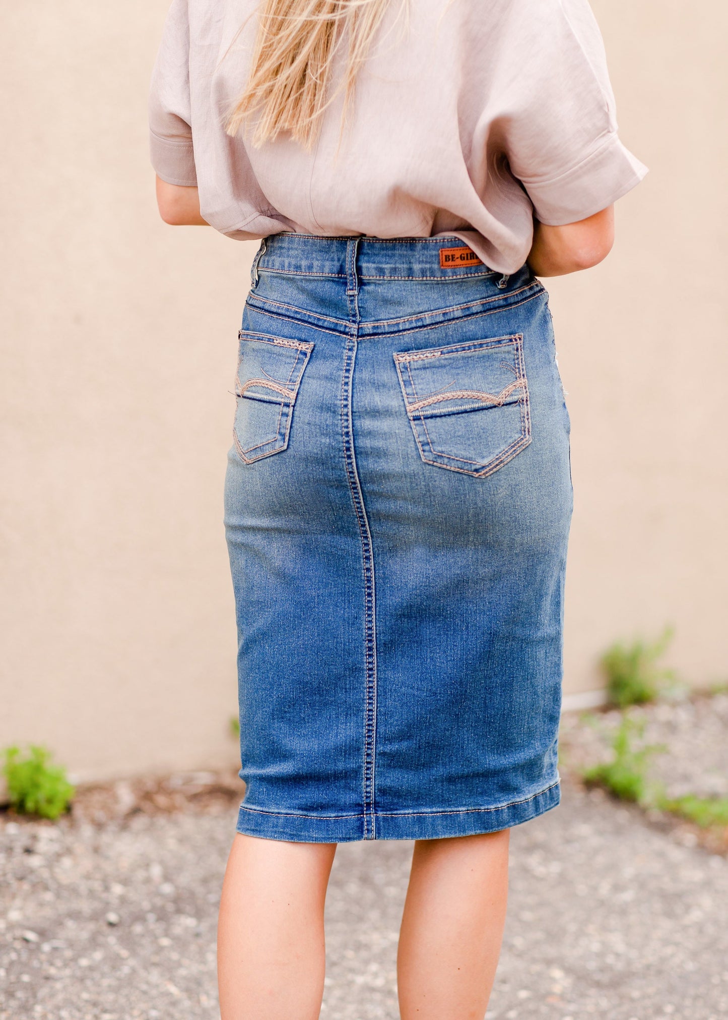 Distressed Wash Midi Skirt Skirts