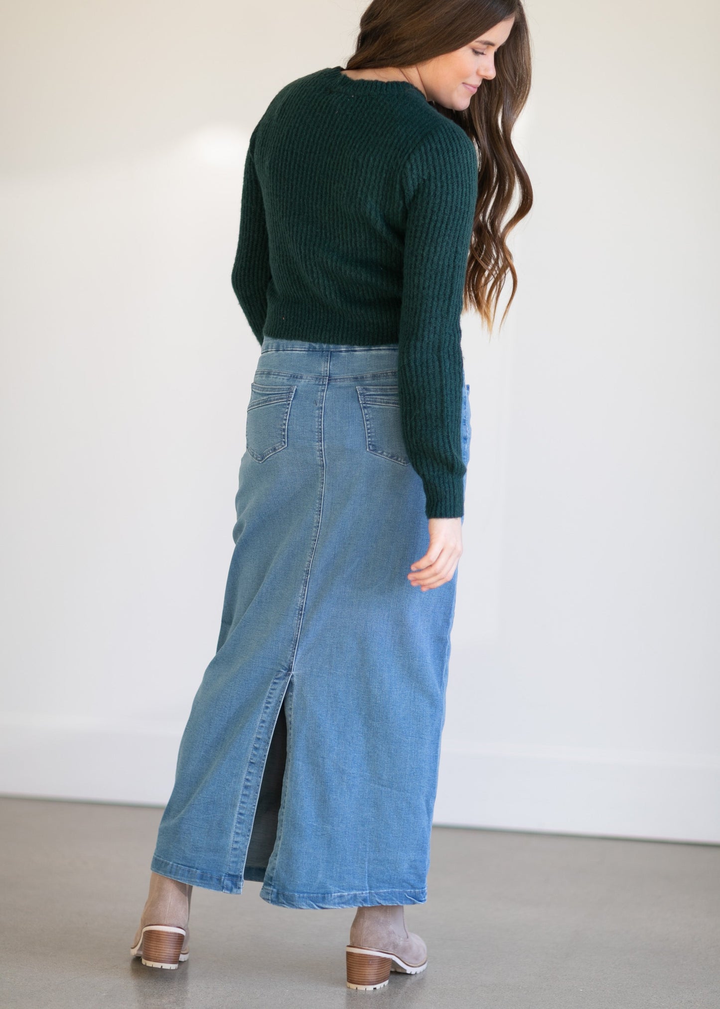 Donna Light Wash Long Denim Skirt - FINAL SALE Skirts