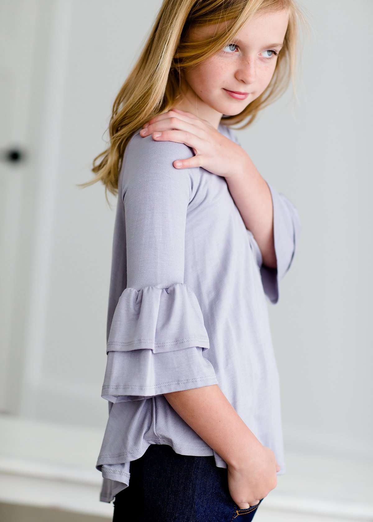 Double Ruffle Sleeve Top - FINAL SALE Tops