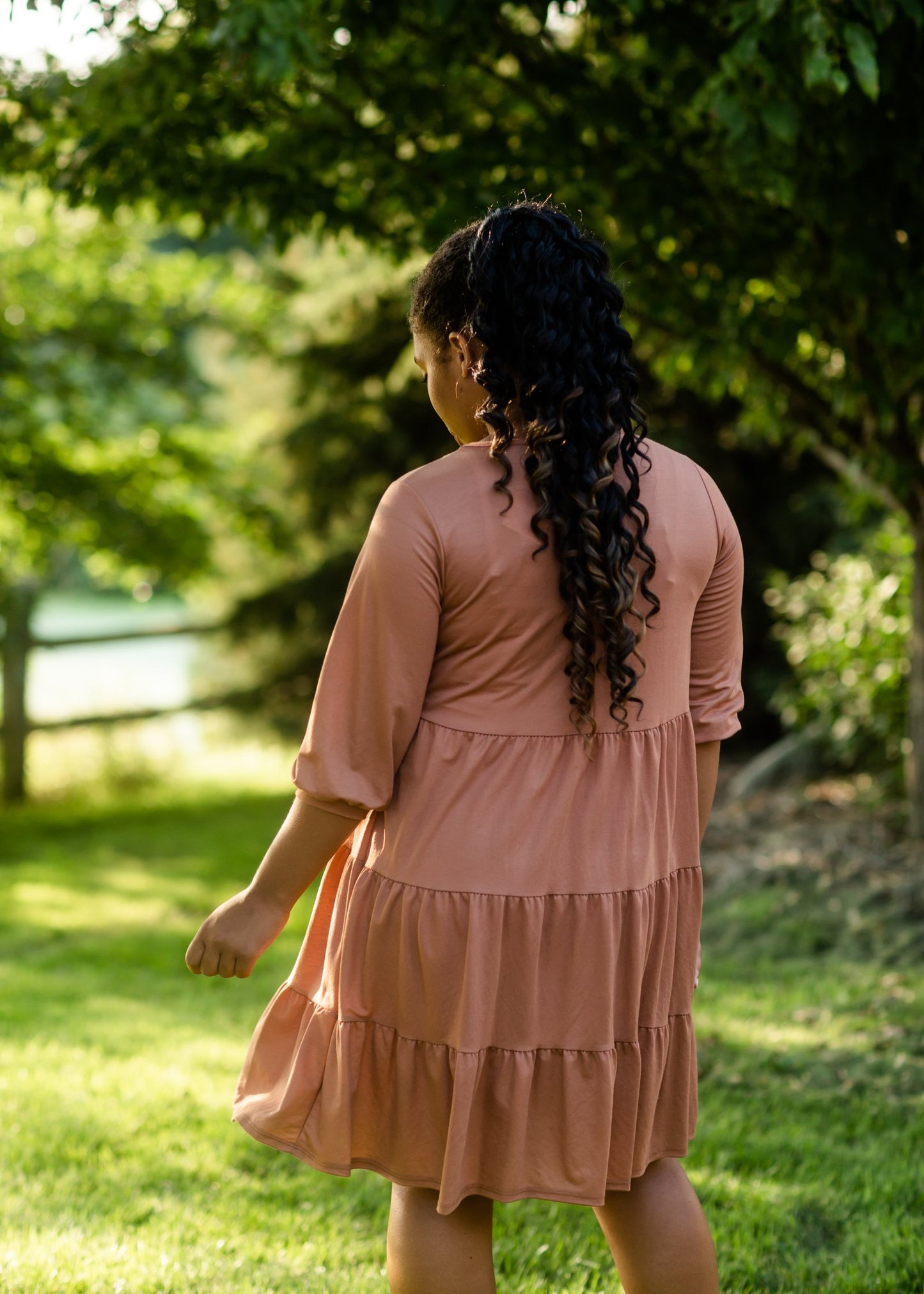 Dusty Rust Pillow Sleeve Midi Dress Dresses Tres Bien
