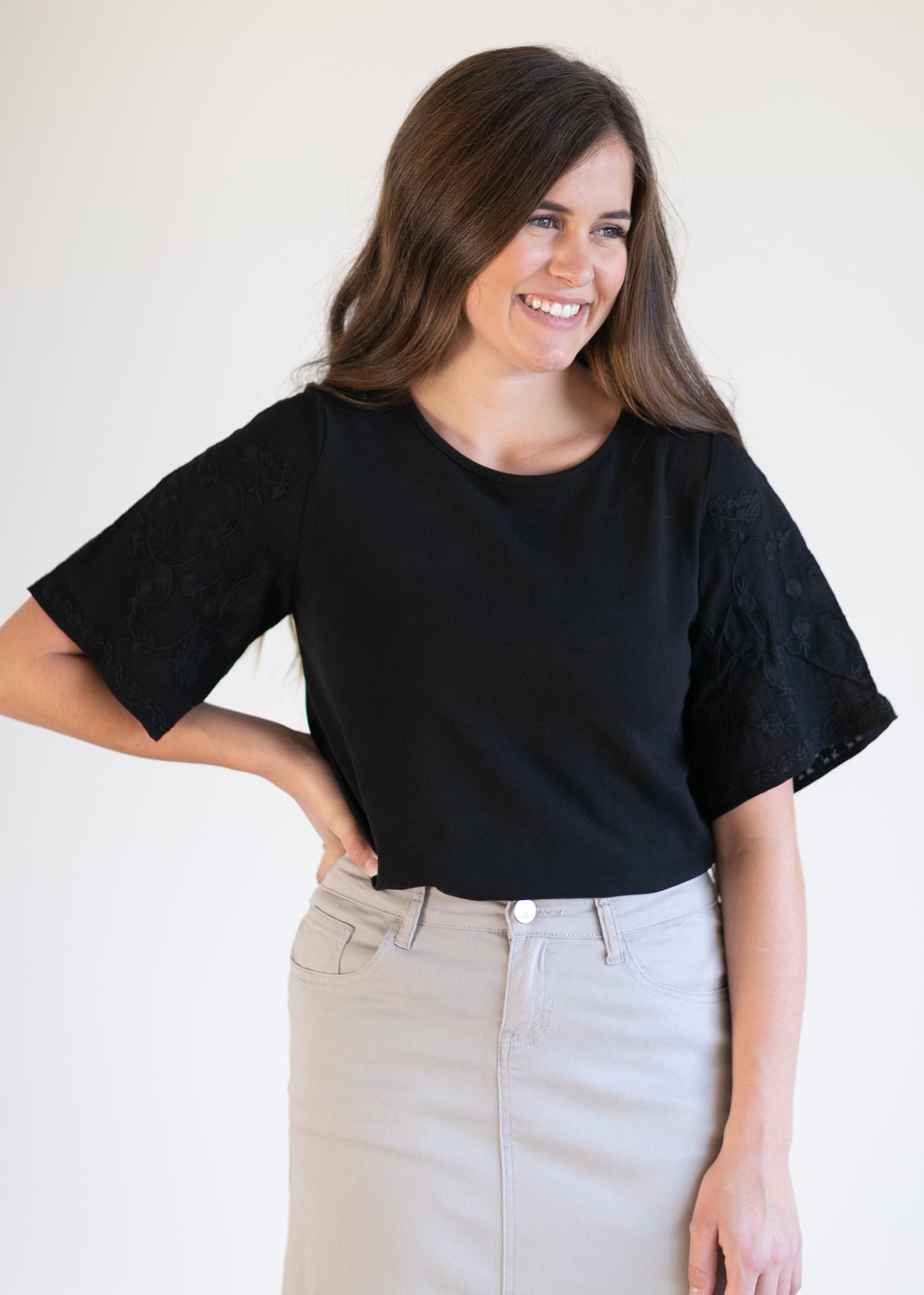 Elizabeth Embroidered Top Tops