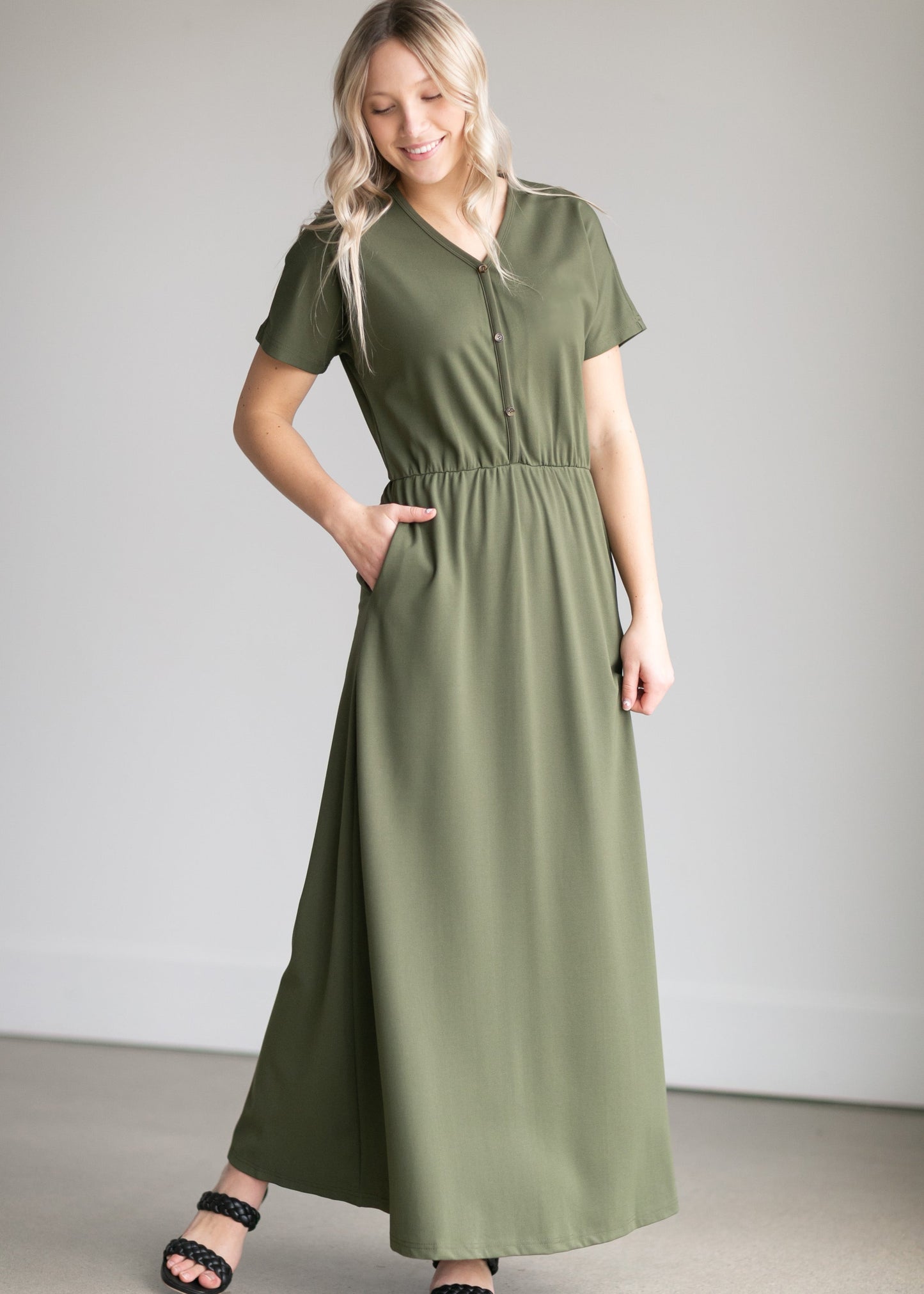 Ella Cinched Waist Maxi Dress Dresses