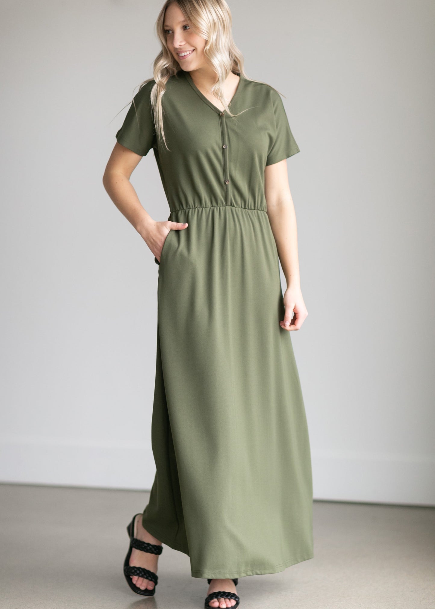 Ella Cinched Waist Maxi Dress Dresses