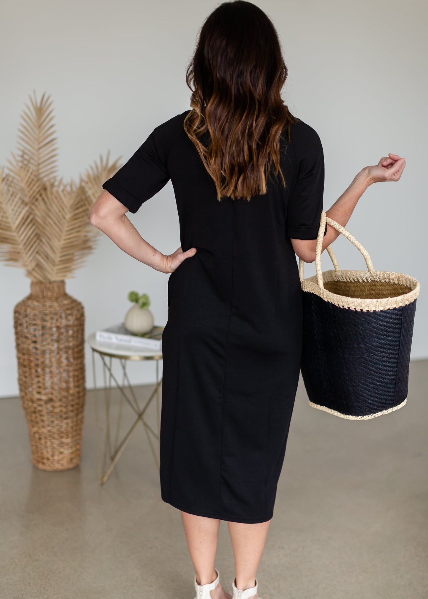Elly Black Zipper Back Midi Dress - FINAL SALE Dresses