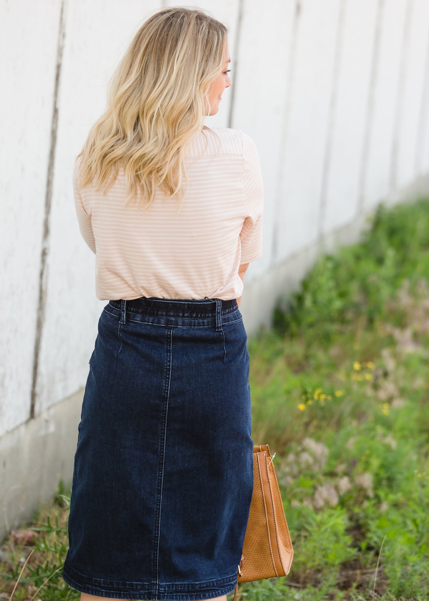 Emma Paper Bag Tie Midi Denim Jean Skirt - FINAL SALE Skirts
