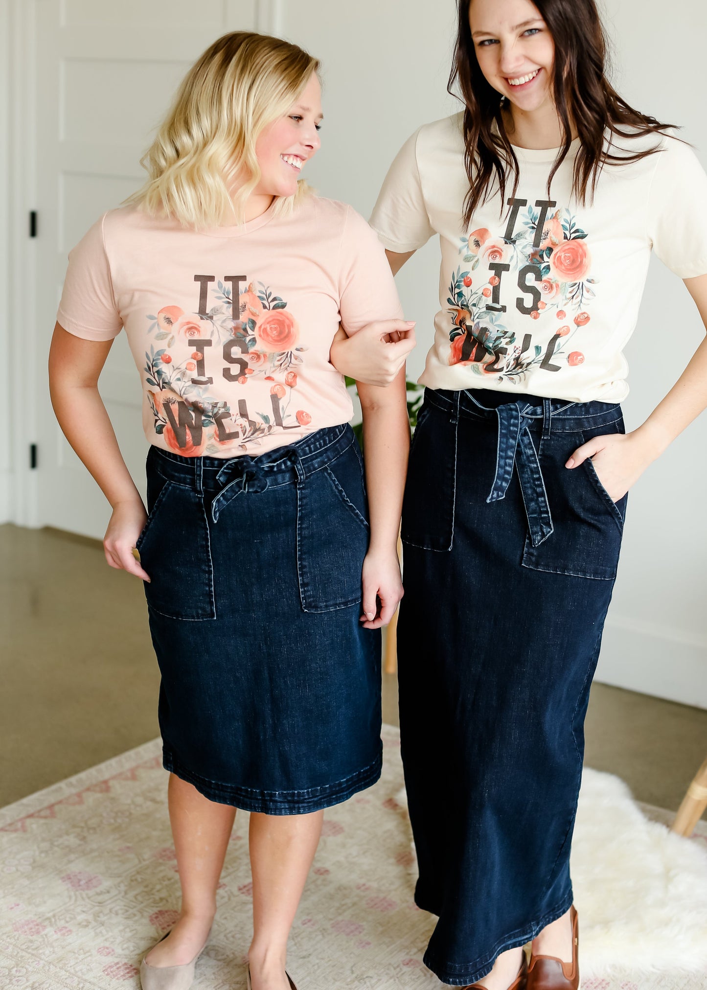 Emma Paper Bag Tie Midi Denim Jean Skirt - FINAL SALE Skirts