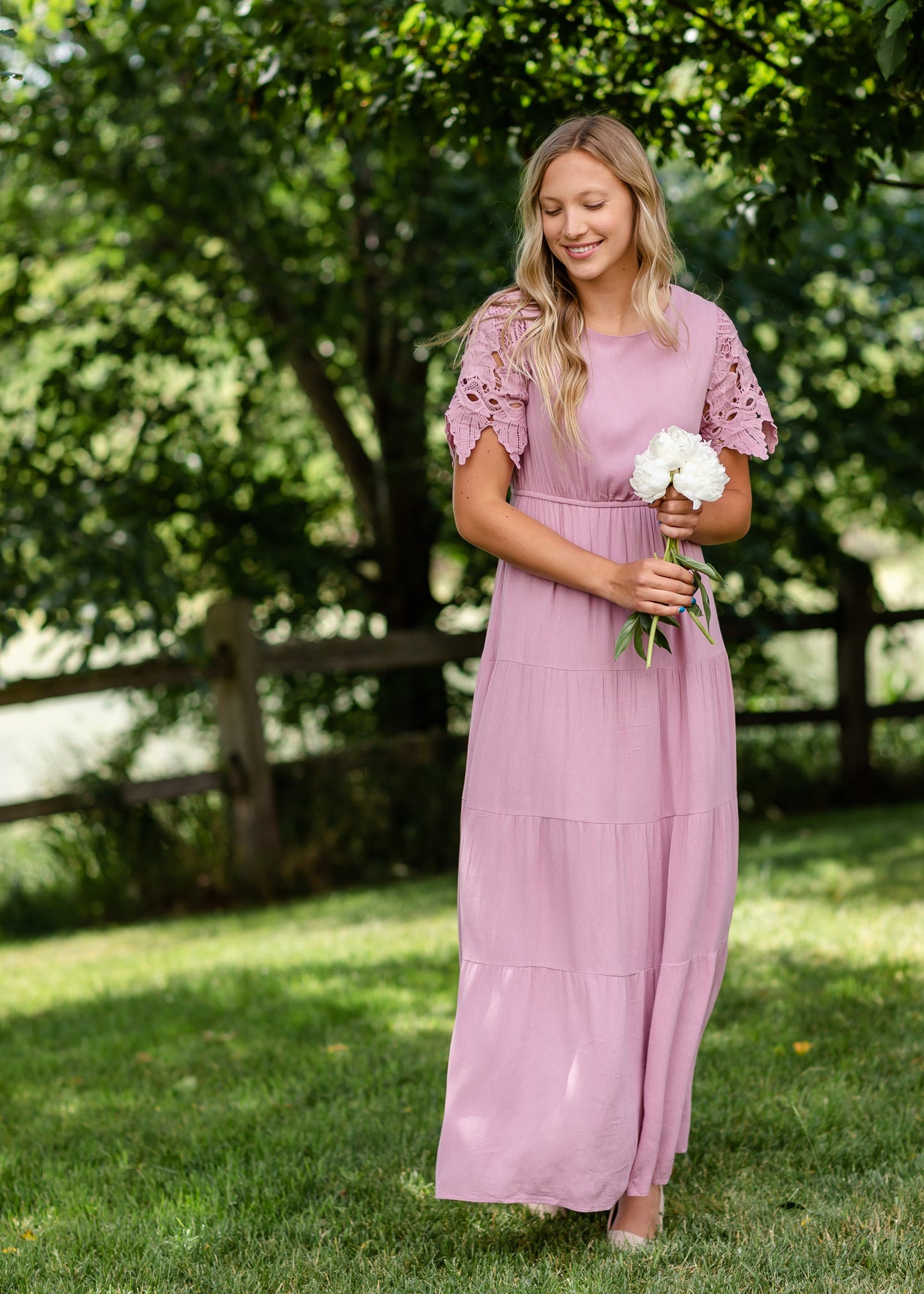 Eyelet Lace Crepe Maxi Dress - FINAL SALE Dresses