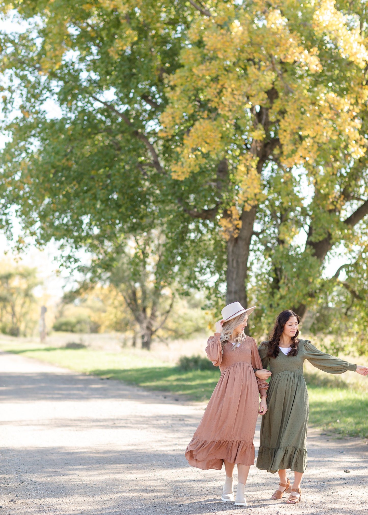 Flowing Smocked Swiss Dot Long Sleeve Midi Dress Dresses Tea N Rose