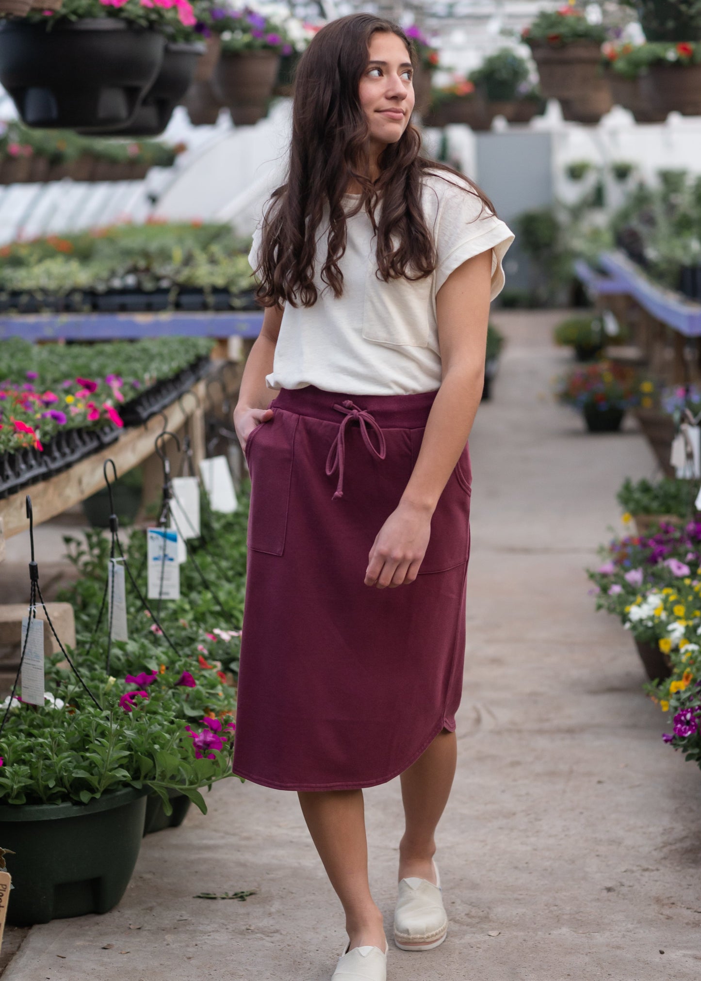Front Pocket Midi Drawstring Skirt Skirts Tea N Rose Plum / S