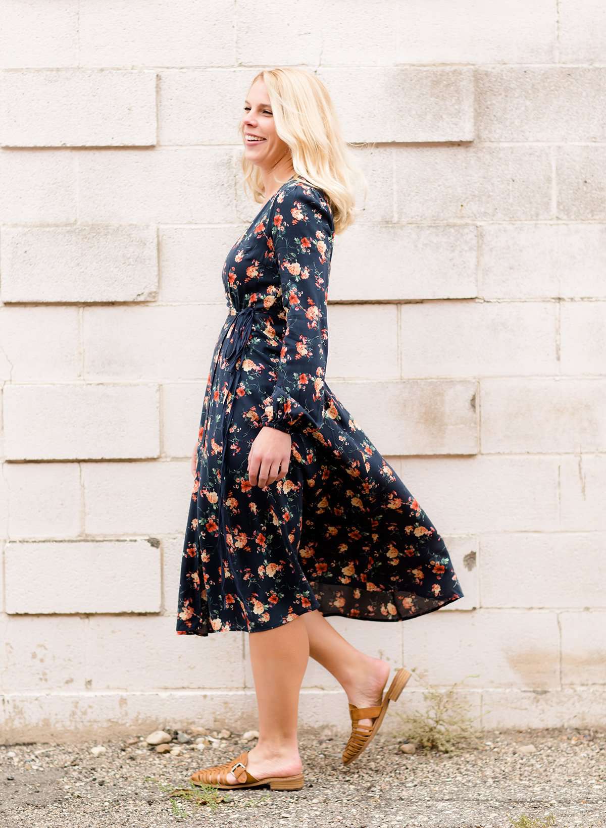 Women's modest floral printed nursing friendly teal dress