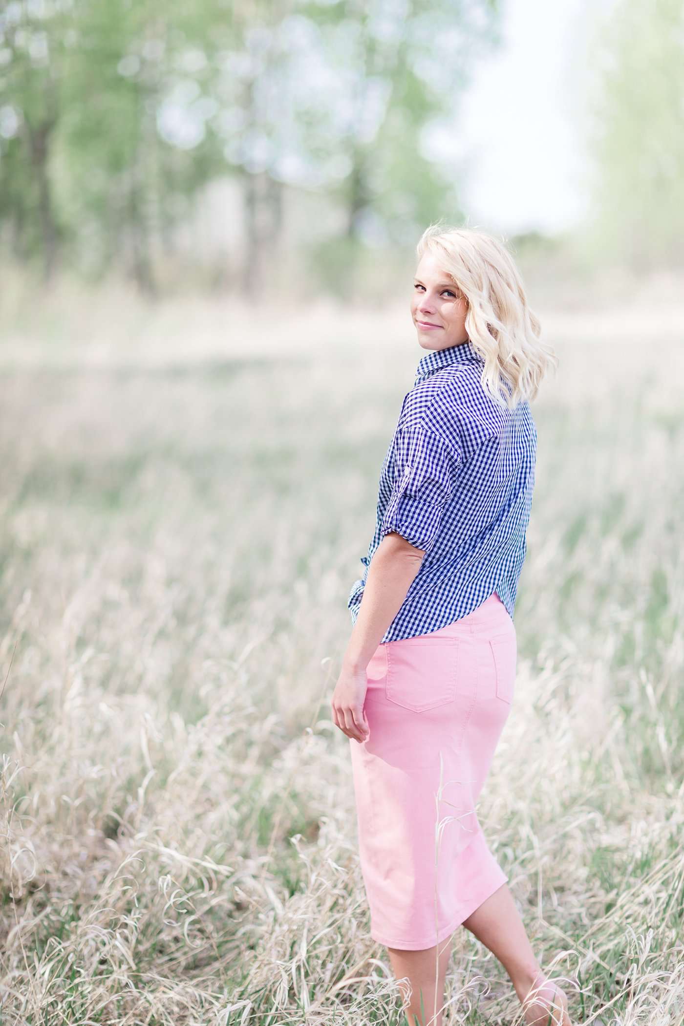 Gingham Surplice Back Top - FINAL SALE Tops