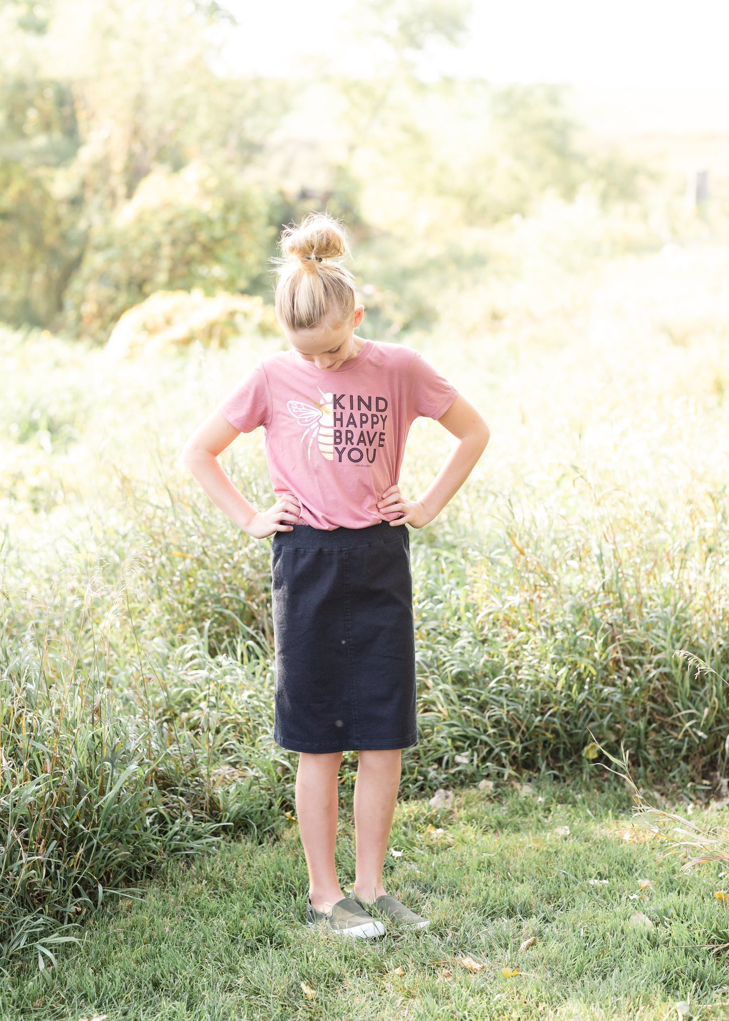 Girls Bee Kind Mauve Vintage Graphic Tee - FINAL SALE Shirt