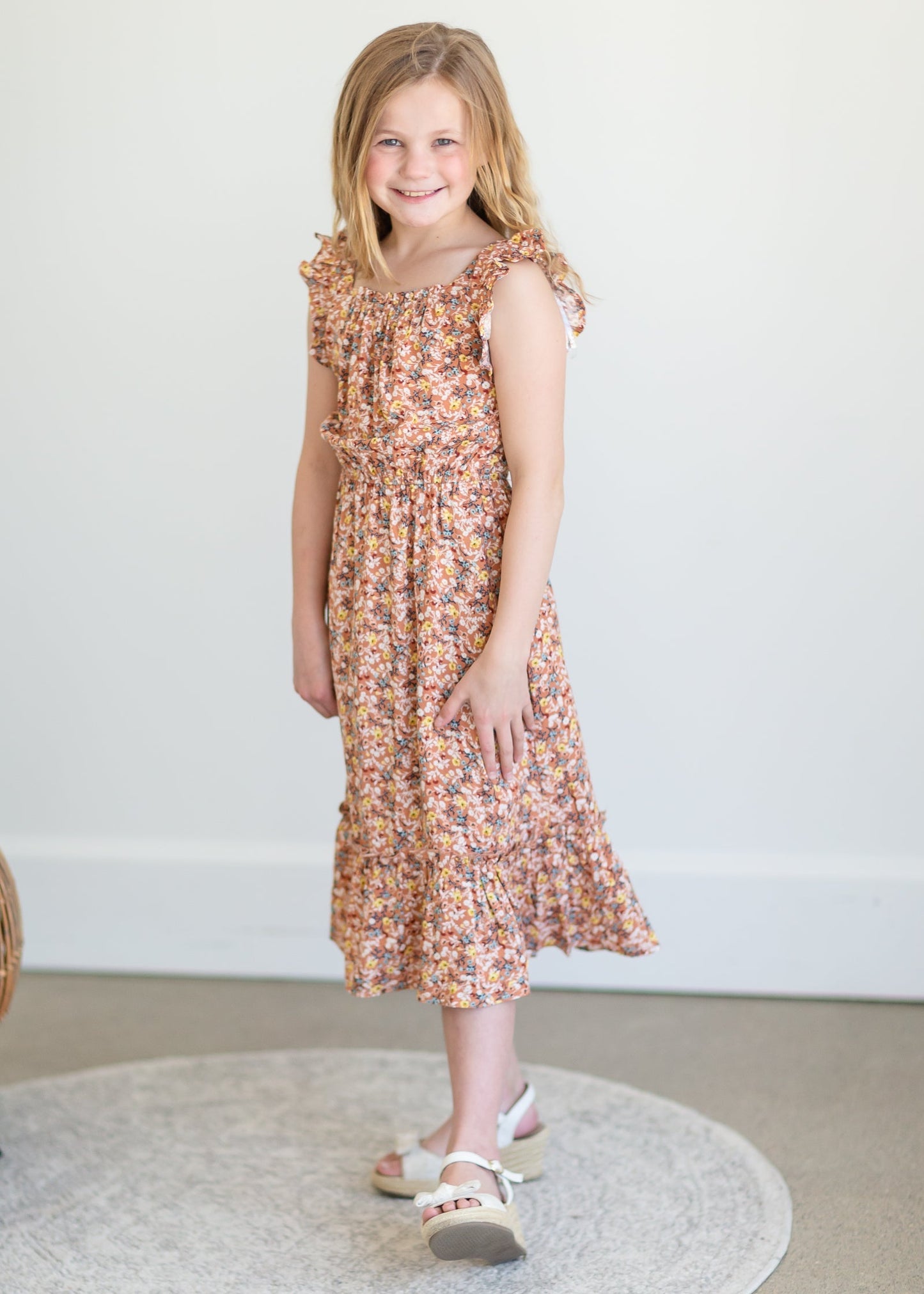 Girls Coral Floral Tank Maxi Dress - FINAL SALE Girls