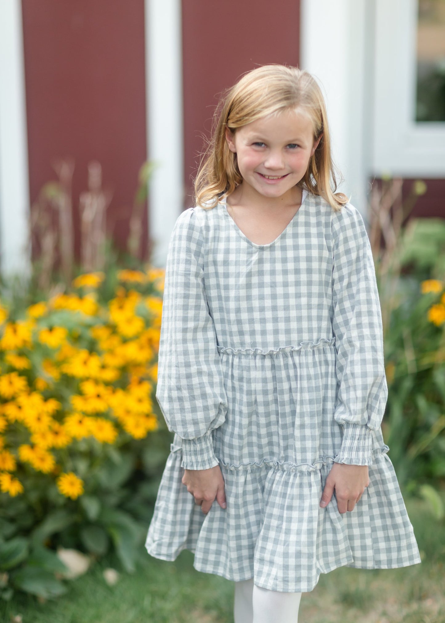 Girls Gray Tiered Plaid Print Midi Dress Dresses Hayden