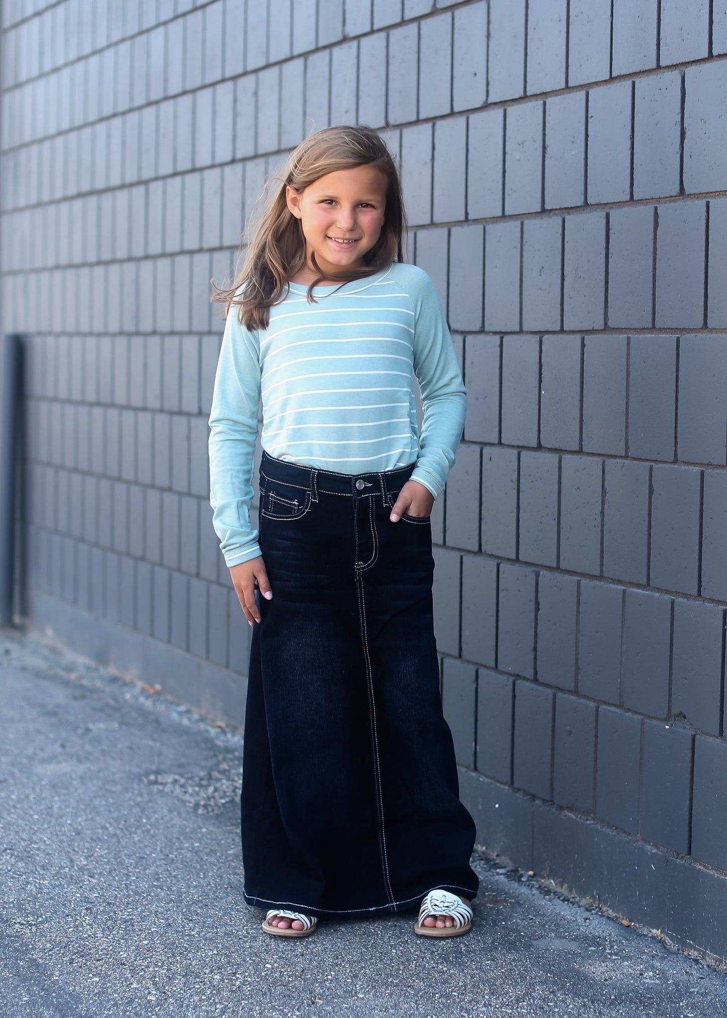 Girls Minty Modal Stripe Top - FINAL SALE Tops