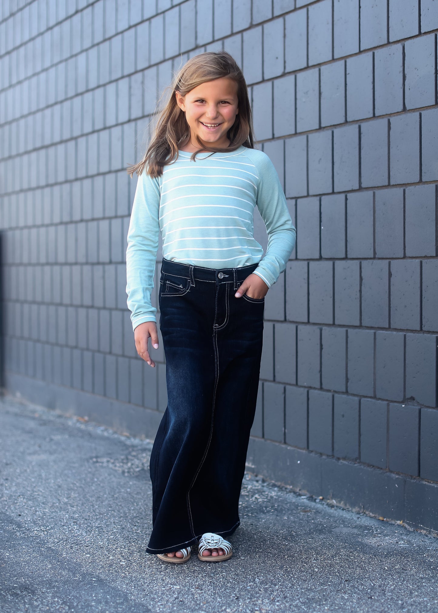 Girls Minty Modal Stripe Top - FINAL SALE Tops