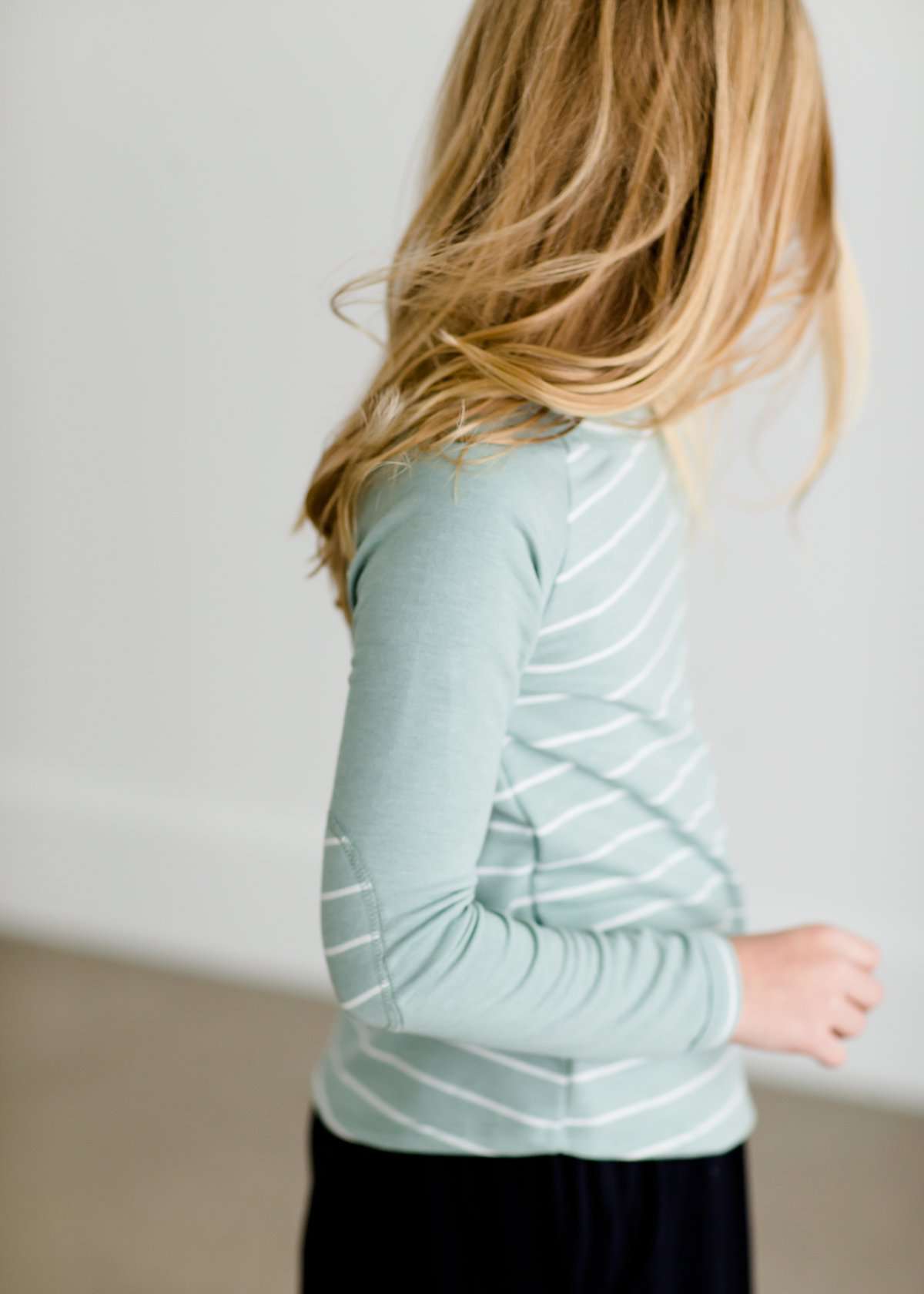 Mint baseball striped top that is also mommy and me style
