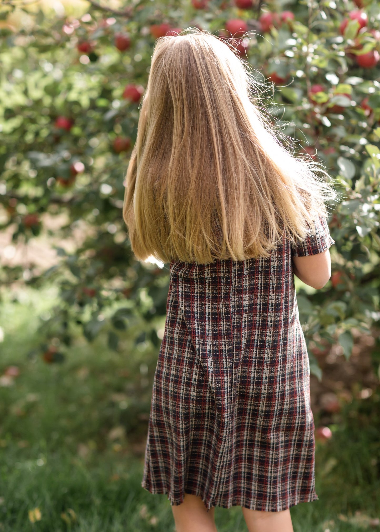 Girls Plaid Fringed Edge Round Neck Shift Midi Dress Girls Hayden Los Angeles