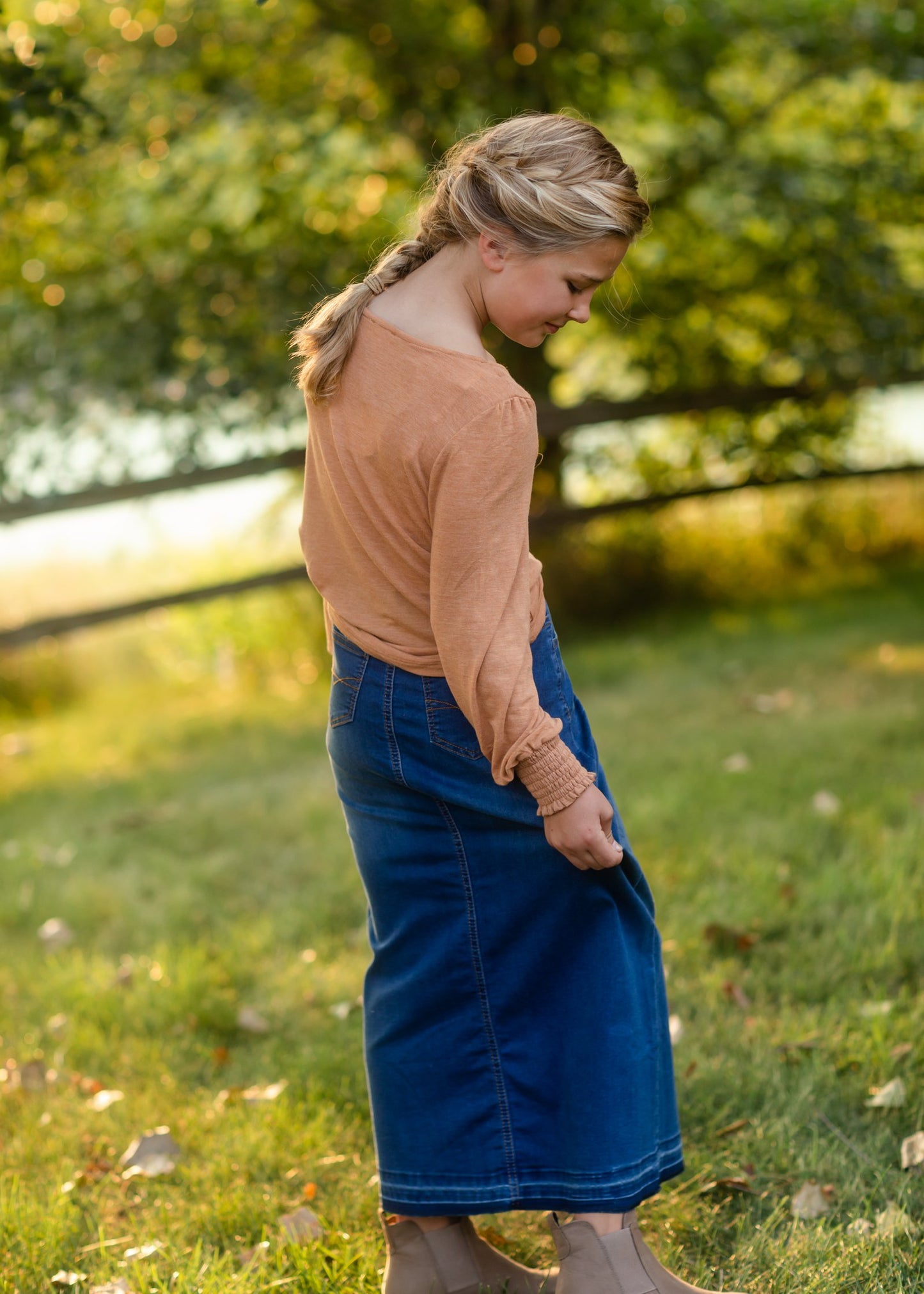 Girls Raw Hem Long Denim Skirt Skirts Be Girl