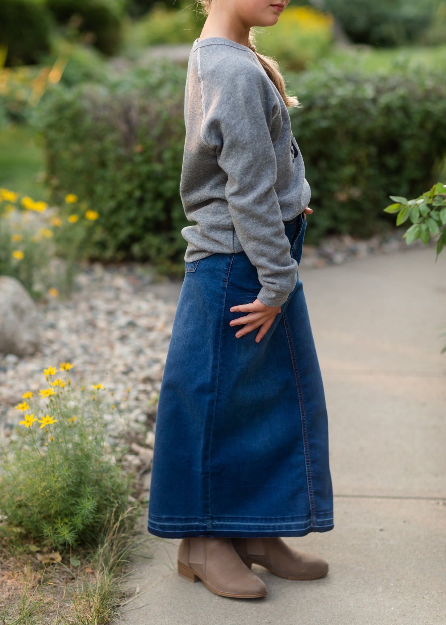 Girls Raw Hem Long Denim Skirt Skirts Be Girl