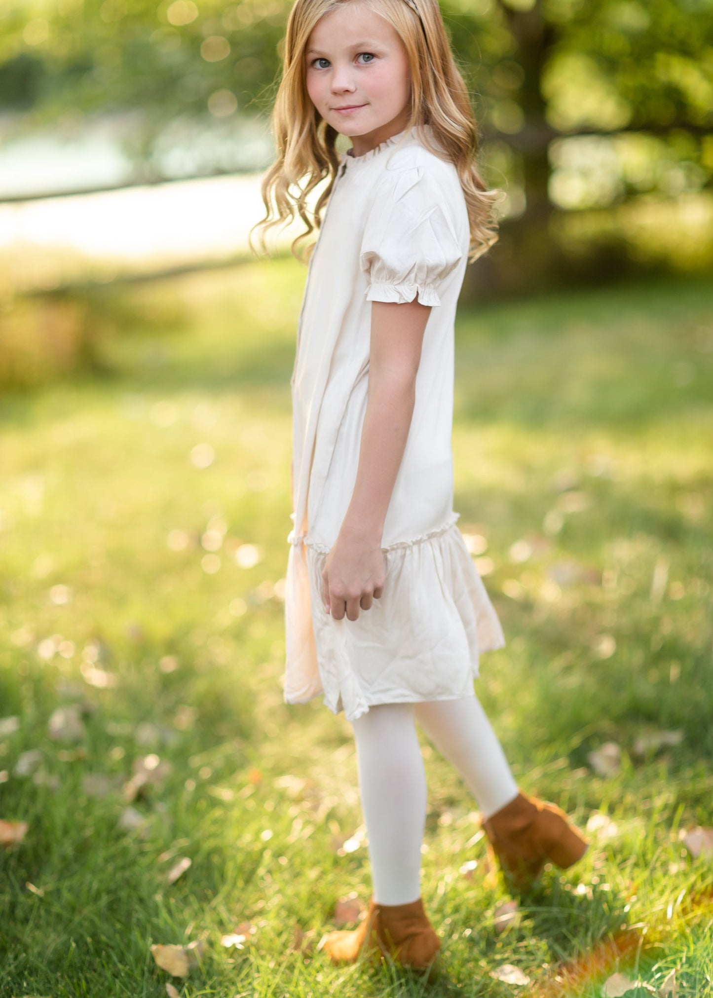Girls Ruffle Button-Down Midi Dress Girls Hayden Los Angeles
