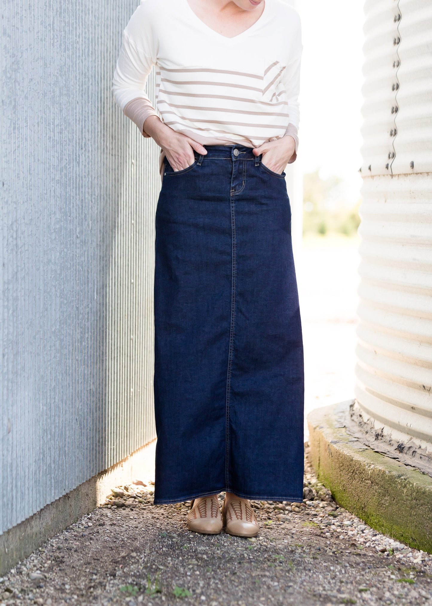 Grace A-Line Long Denim Skirt - FINAL SALE Skirts