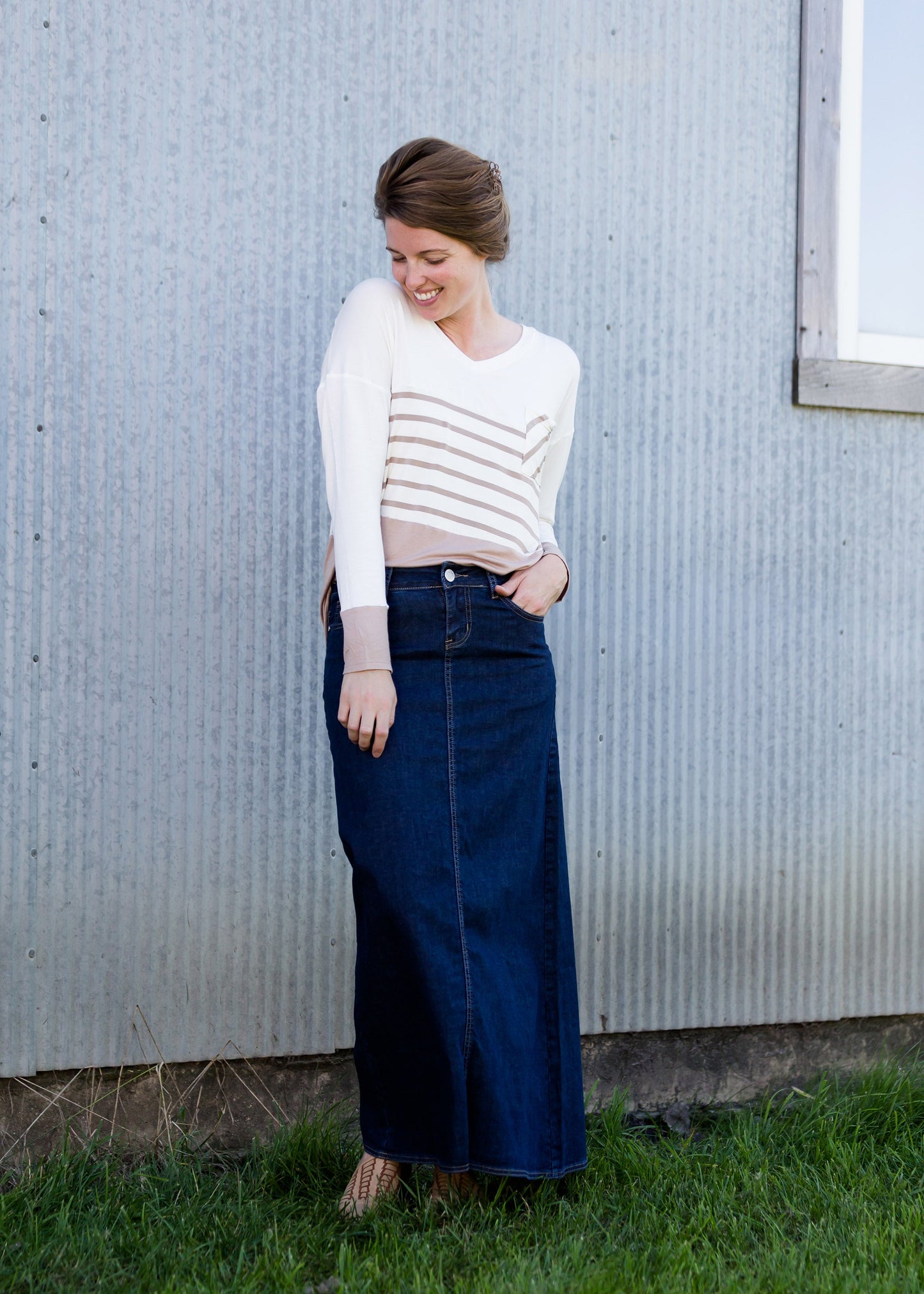 Grace A-Line Long Denim Skirt - FINAL SALE Skirts