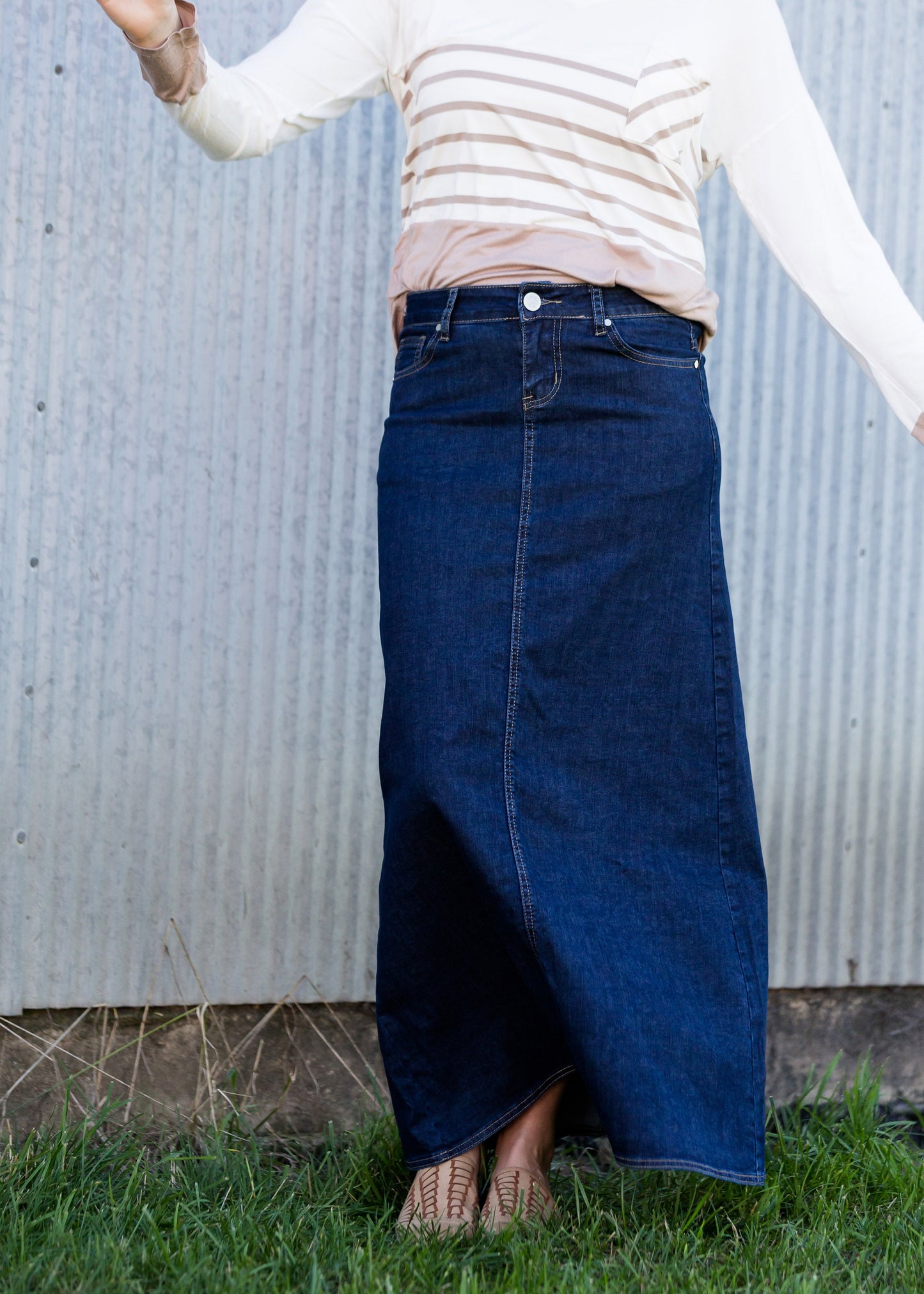 Grace A-Line Long Denim Skirt - FINAL SALE Skirts