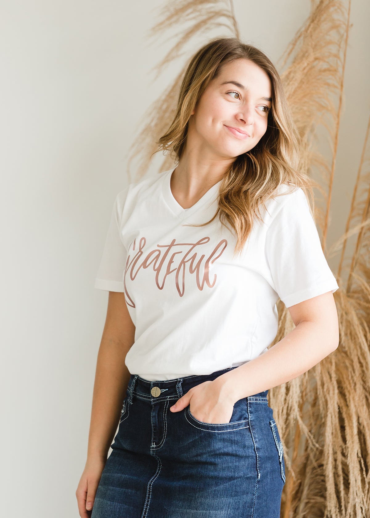 Grateful V-Neck Graphic Tee - FINAL SALE Tops