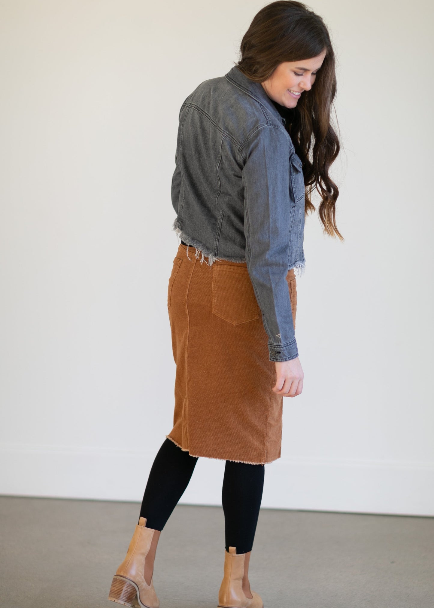 Gray Fitted Jacket with Uneven Hem Tops