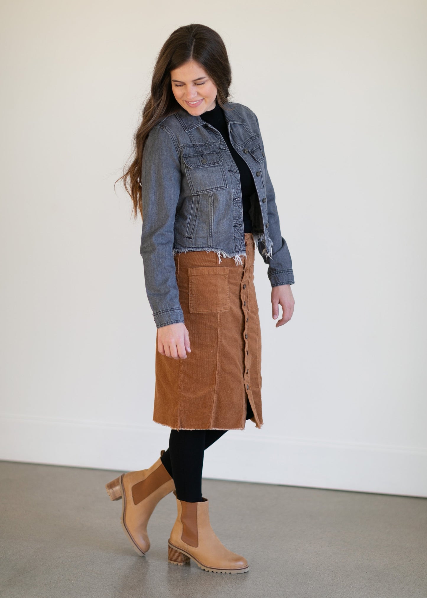 Gray Fitted Jacket with Uneven Hem Tops