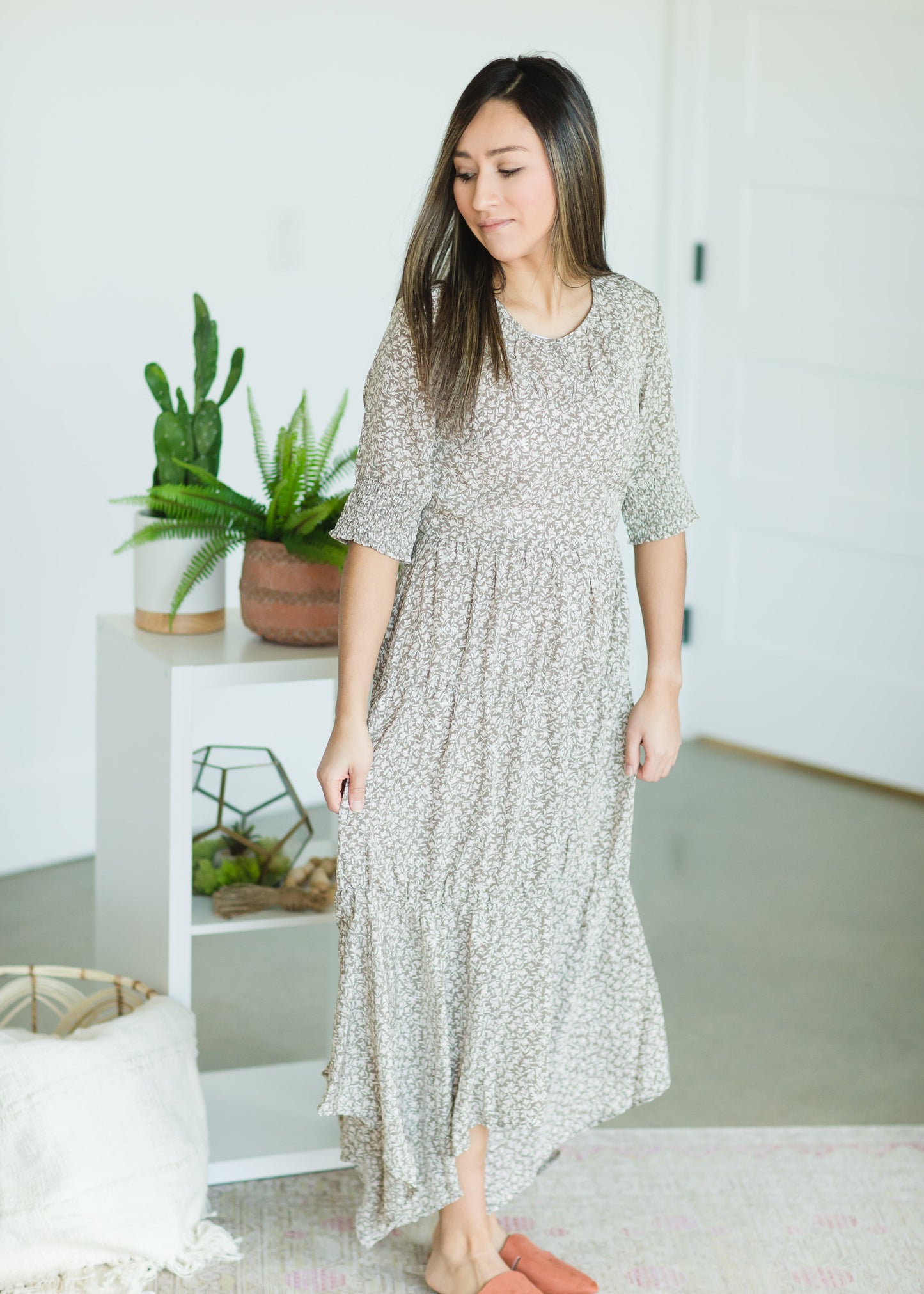 Green Leaf Print Midi Dress - FINAL SALE Dresses