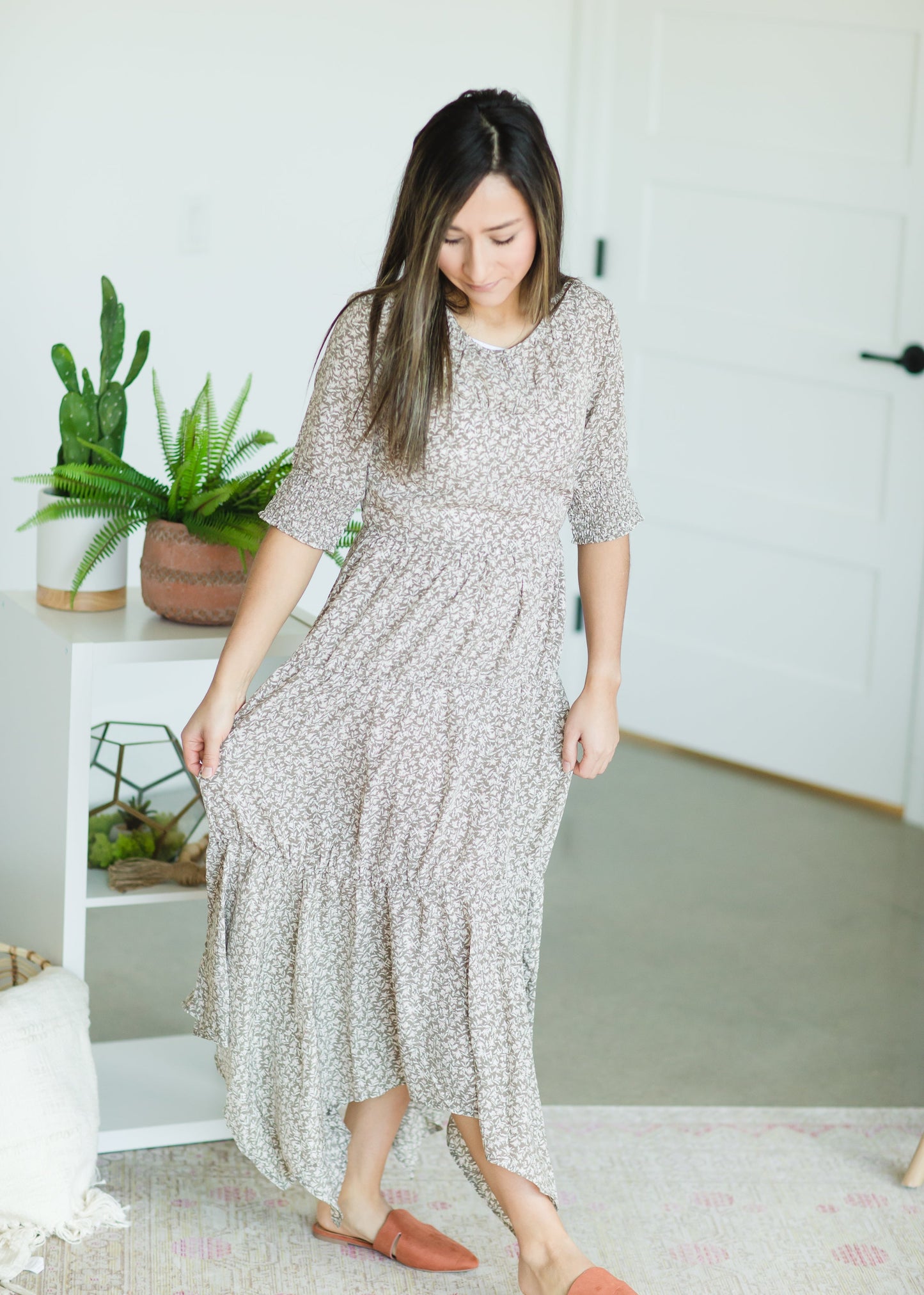 Green Leaf Print Midi Dress - FINAL SALE Dresses