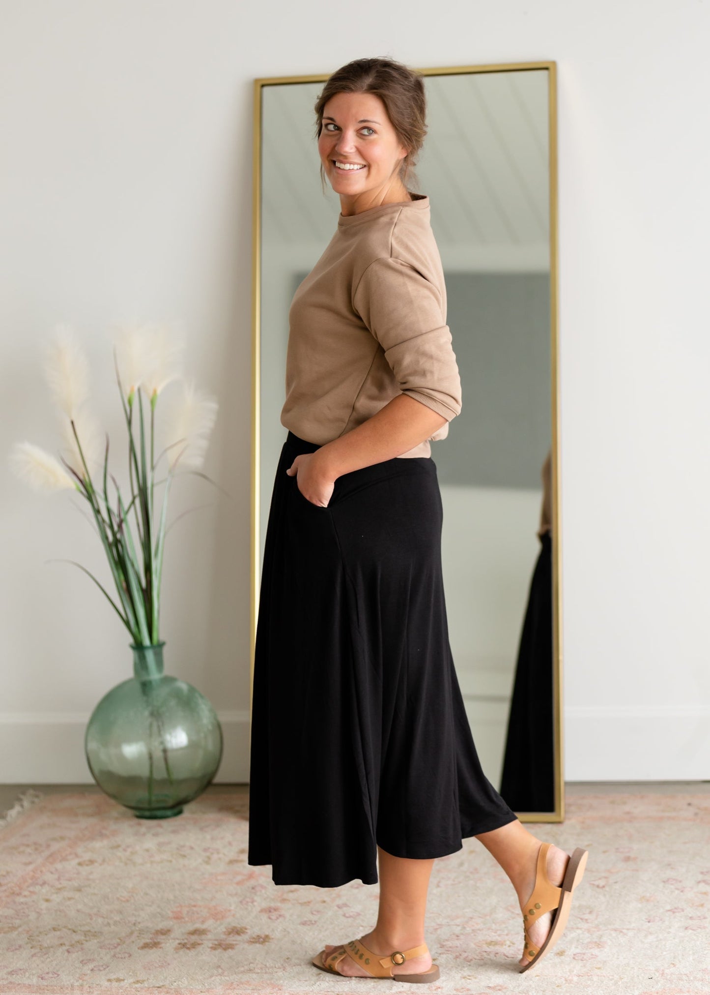 High Waist Pleated Midi Skirt Skirts Zenana