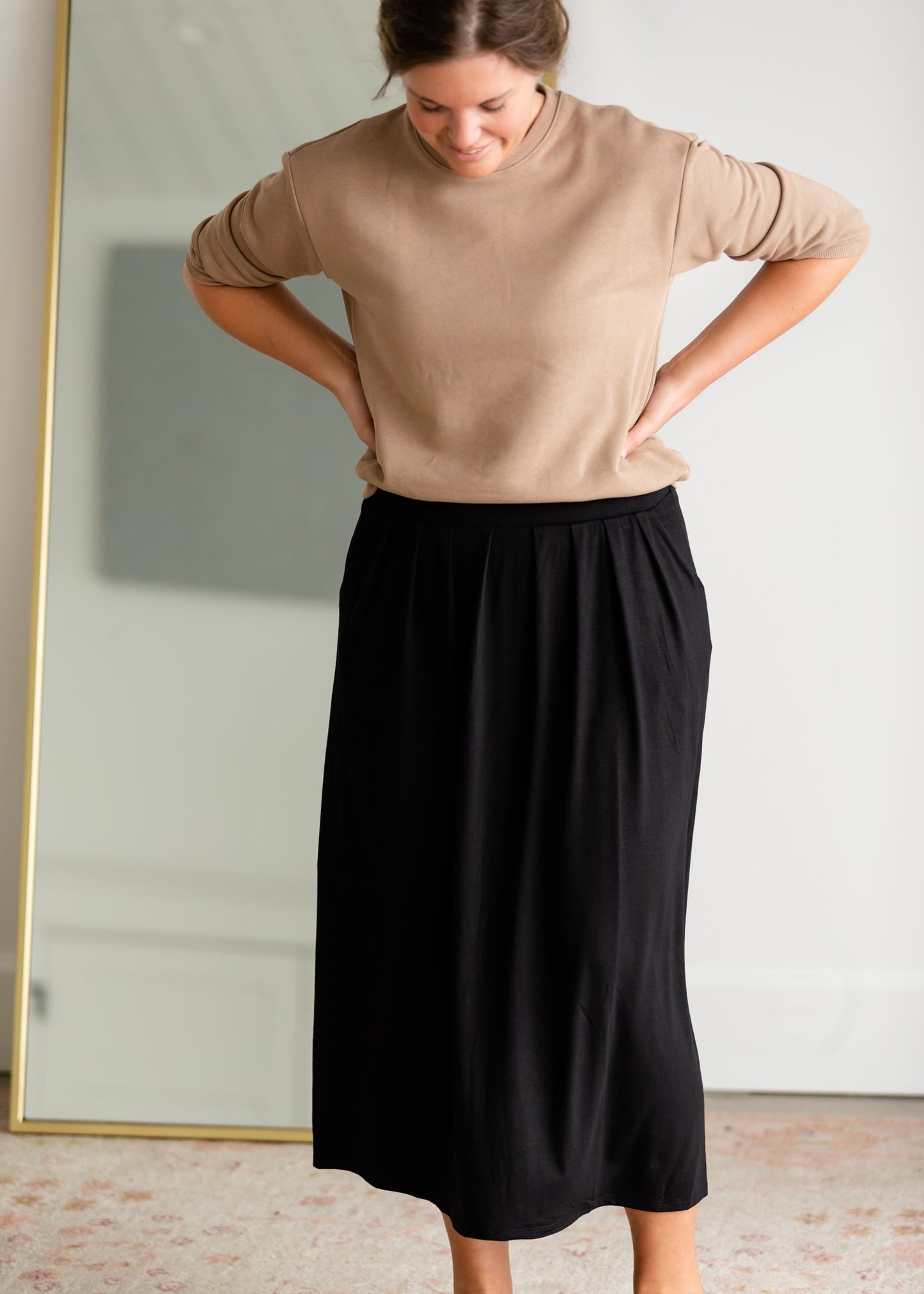 High Waist Pleated Midi Skirt Skirts Zenana
