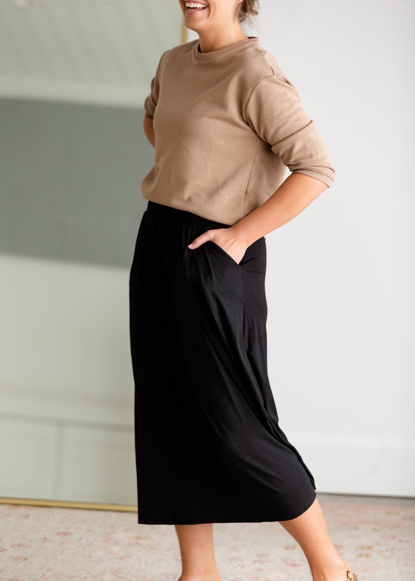 High Waist Pleated Midi Skirt Skirts Zenana