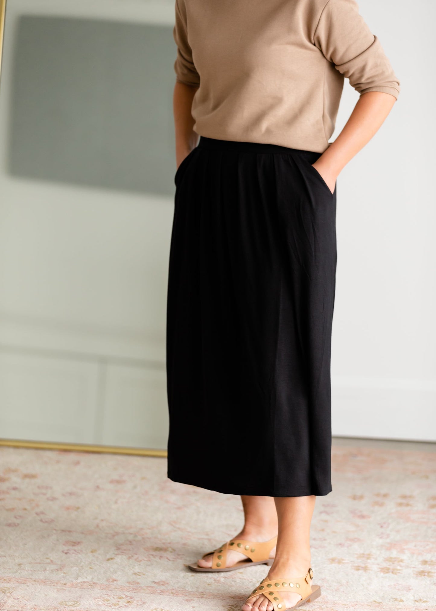 High Waist Pleated Midi Skirt Skirts Zenana