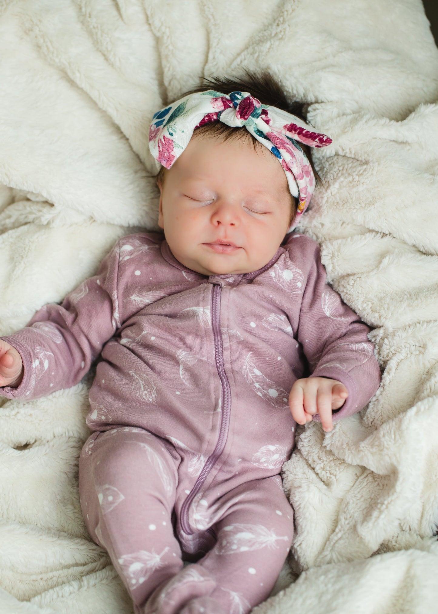 Ivory Floral Infant Headband Accessories