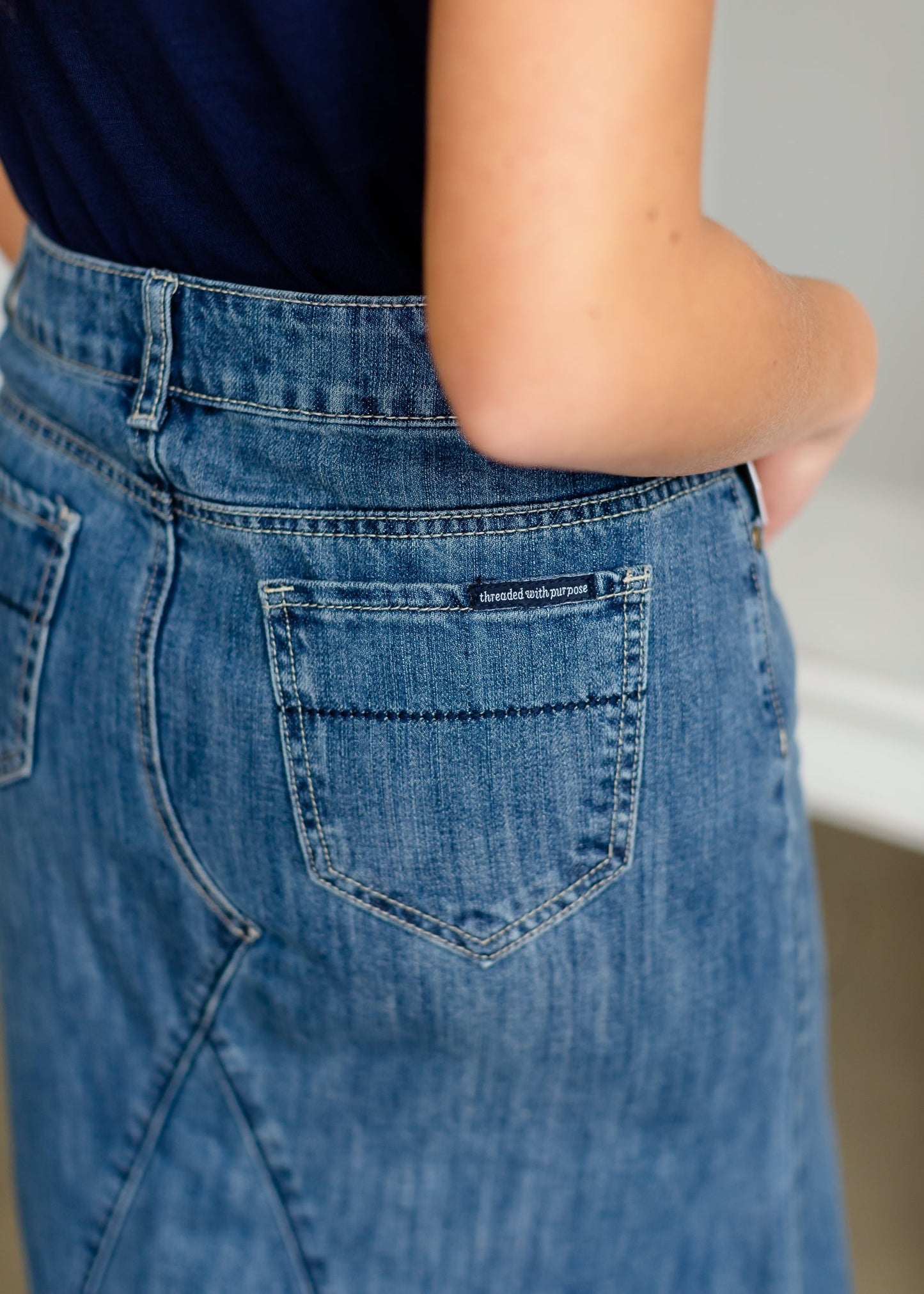 Jennifer A-Line Long Denim Skirt Skirts Inherit SOP
