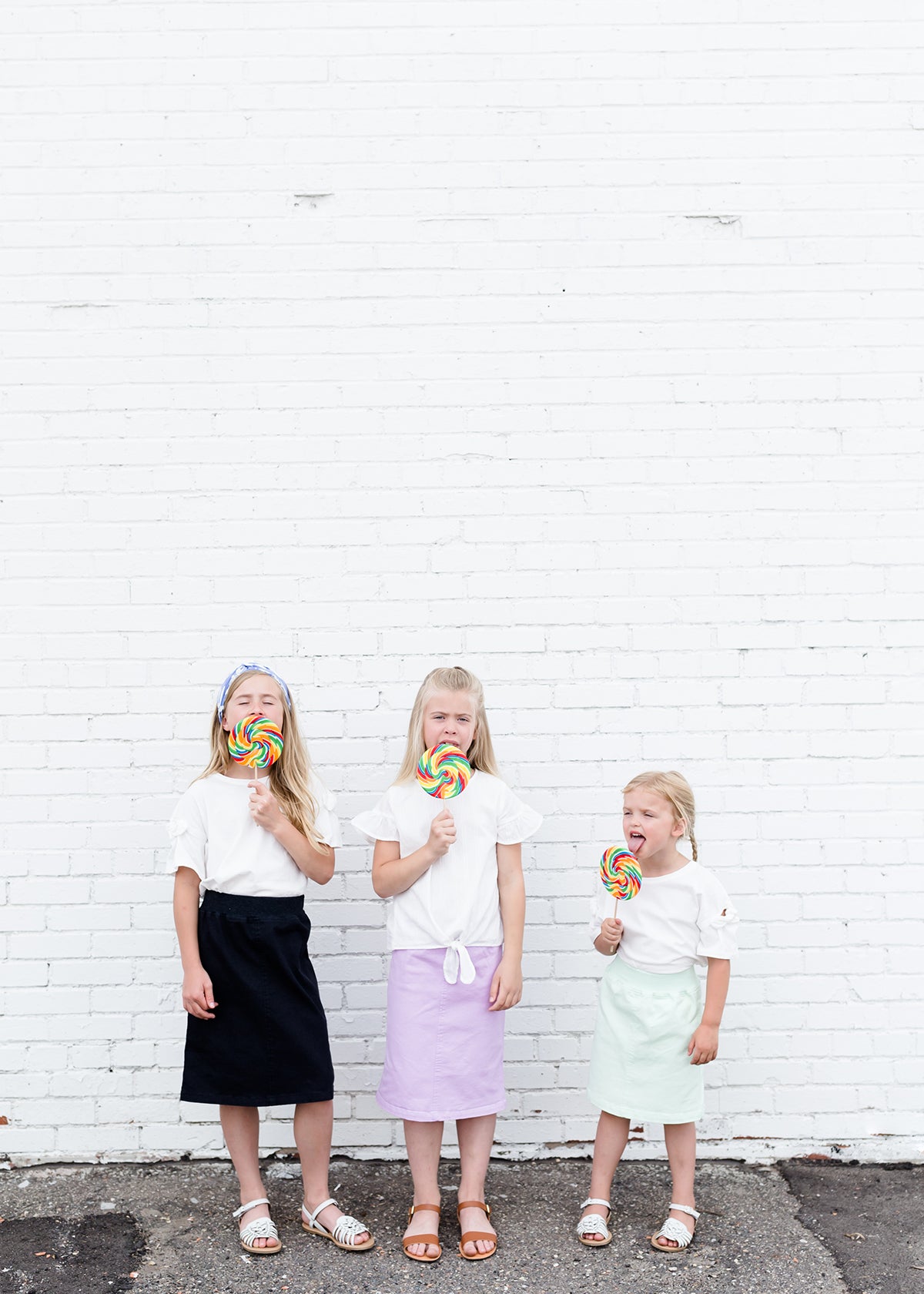 little girls modest purple, mint or black denim midi skirt