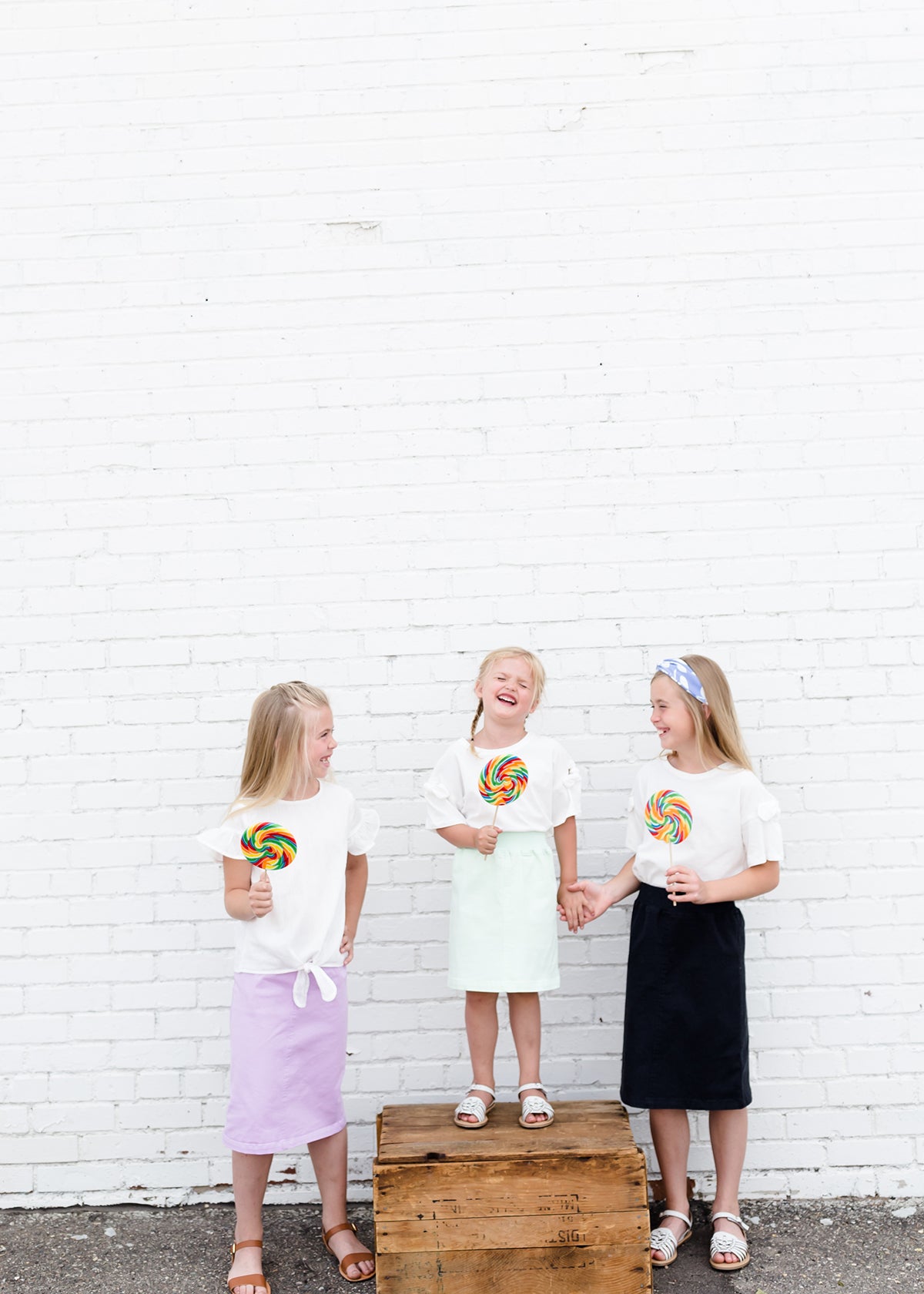 little girls modest purple, mint or black denim midi skirt
