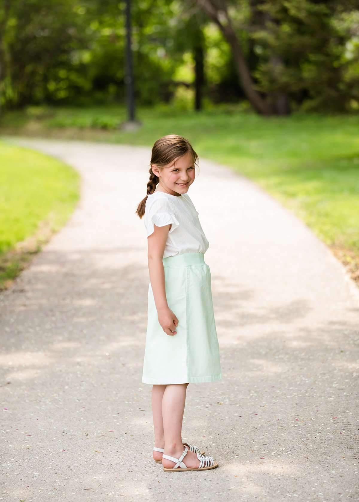 Joey Mint Stretch Waist Girls Midi Skirt - FINAL SALE Skirts