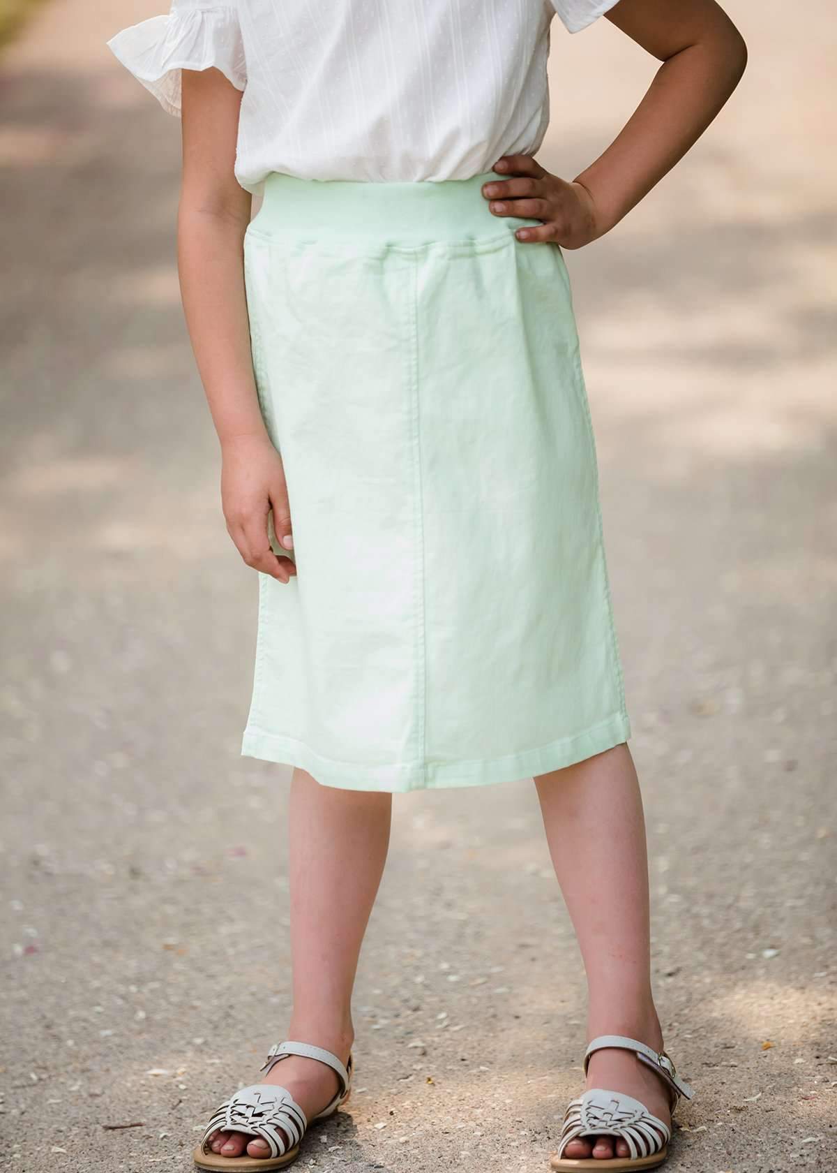 Joey Mint Stretch Waist Girls Midi Skirt - FINAL SALE Skirts