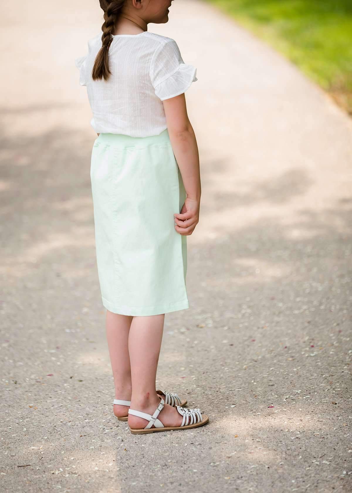 Joey Mint Stretch Waist Girls Midi Skirt - FINAL SALE Skirts