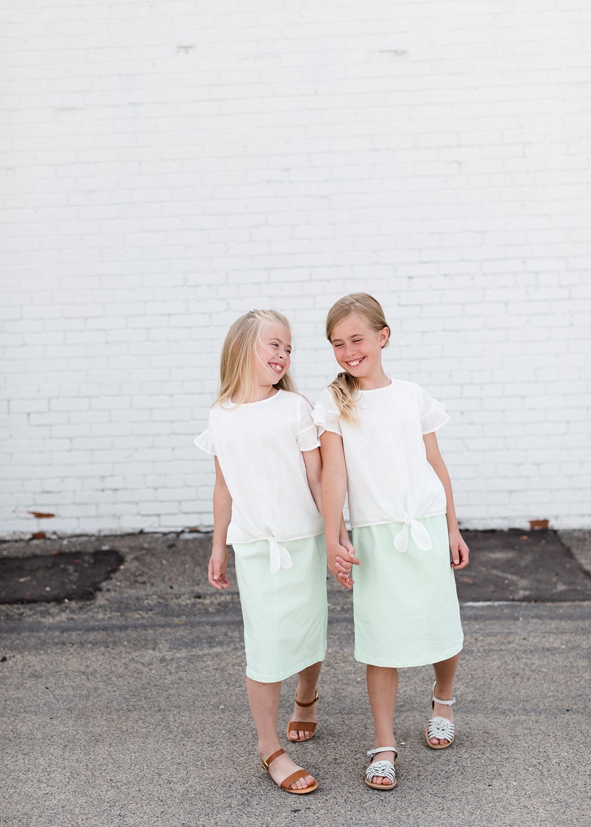 Joey Mint Stretch Waist Girls Midi Skirt - FINAL SALE Skirts