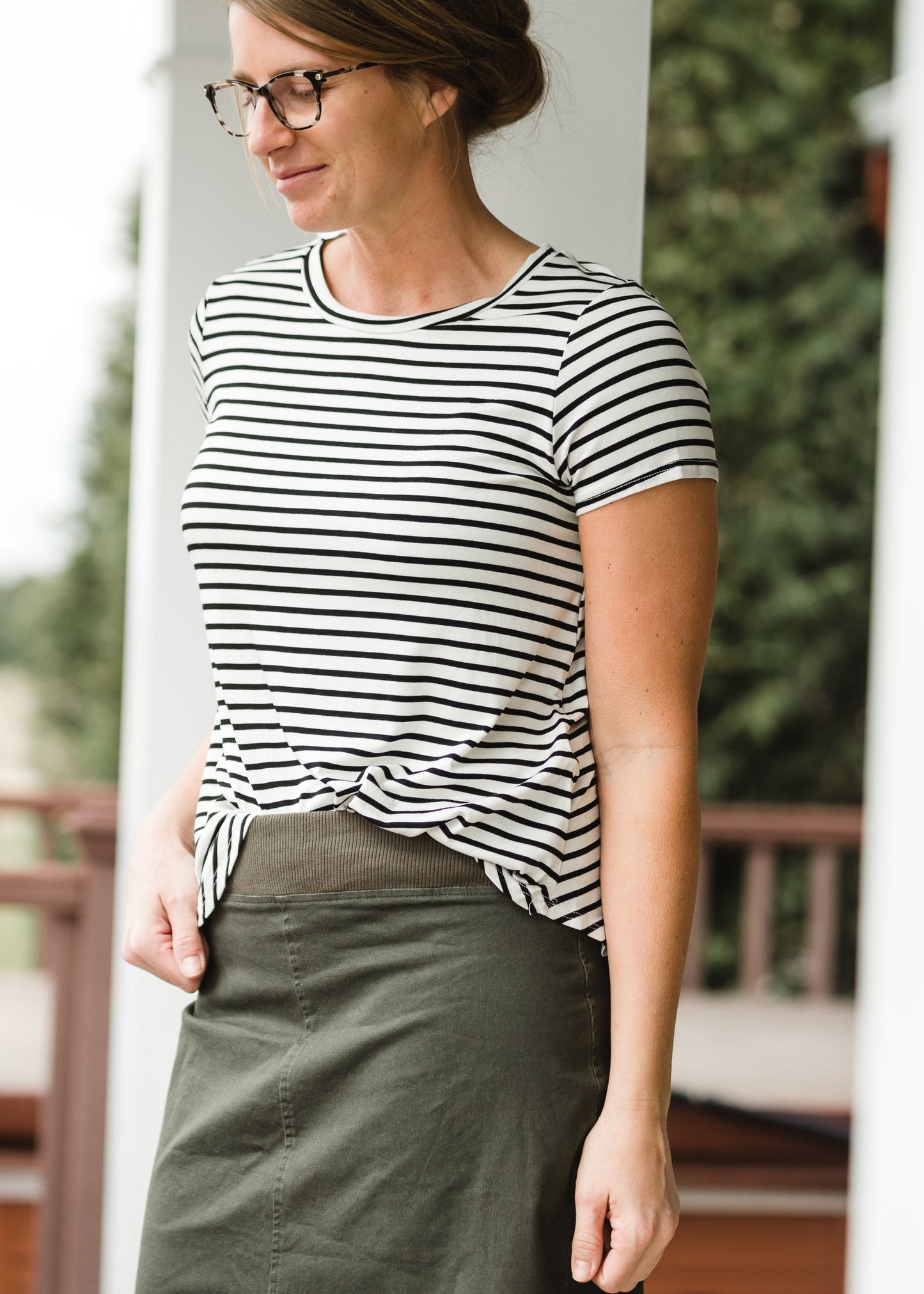 Joey Olive Stretch Waist Midi Skirt - FINAL SALE Skirts