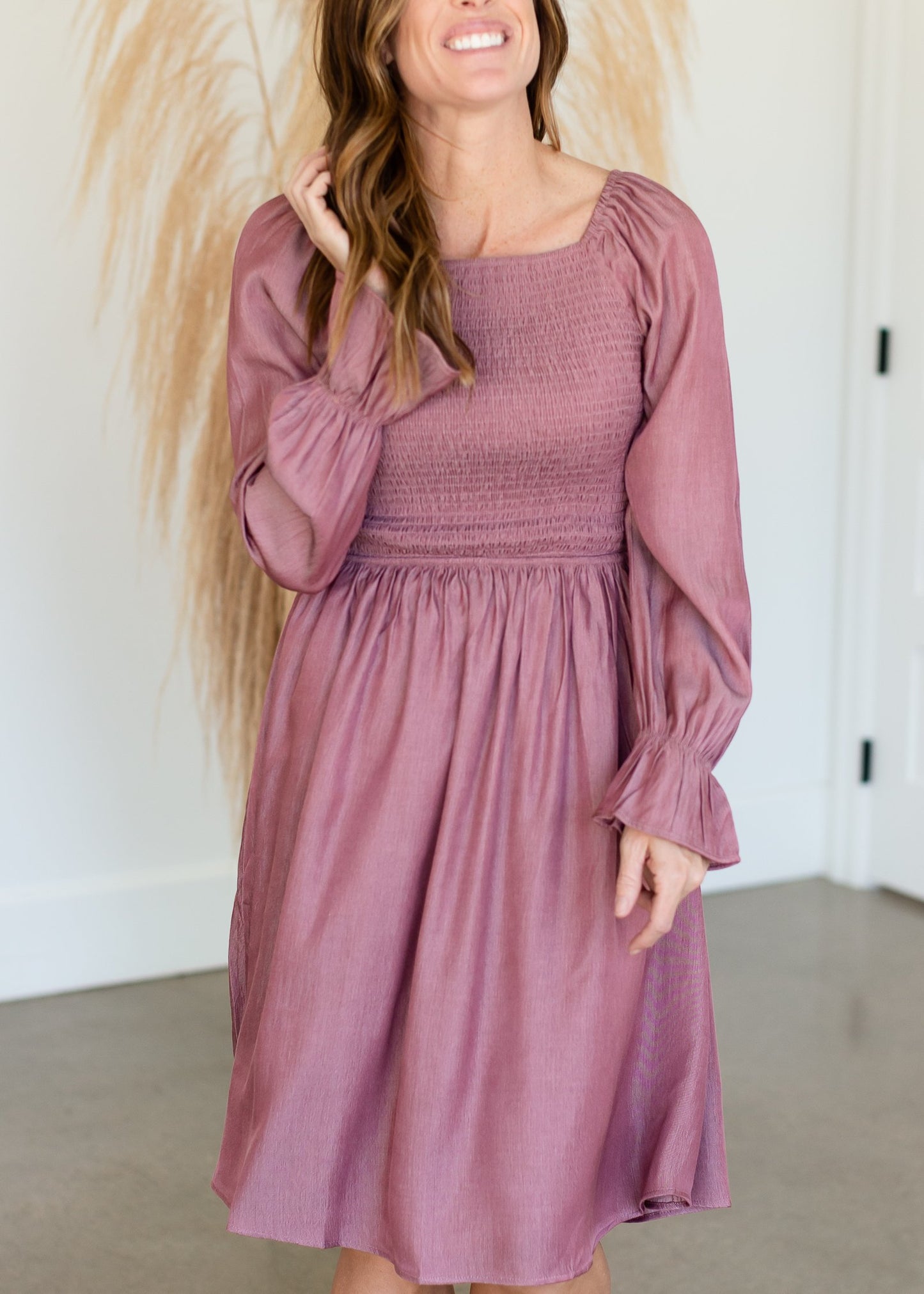 Juliet Mauve Bell Sleeve Midi Dress Dresses Mikarose