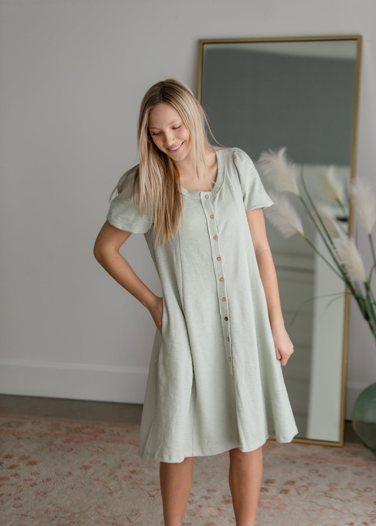 Knit Button Up Midi Dress Dresses Polygram