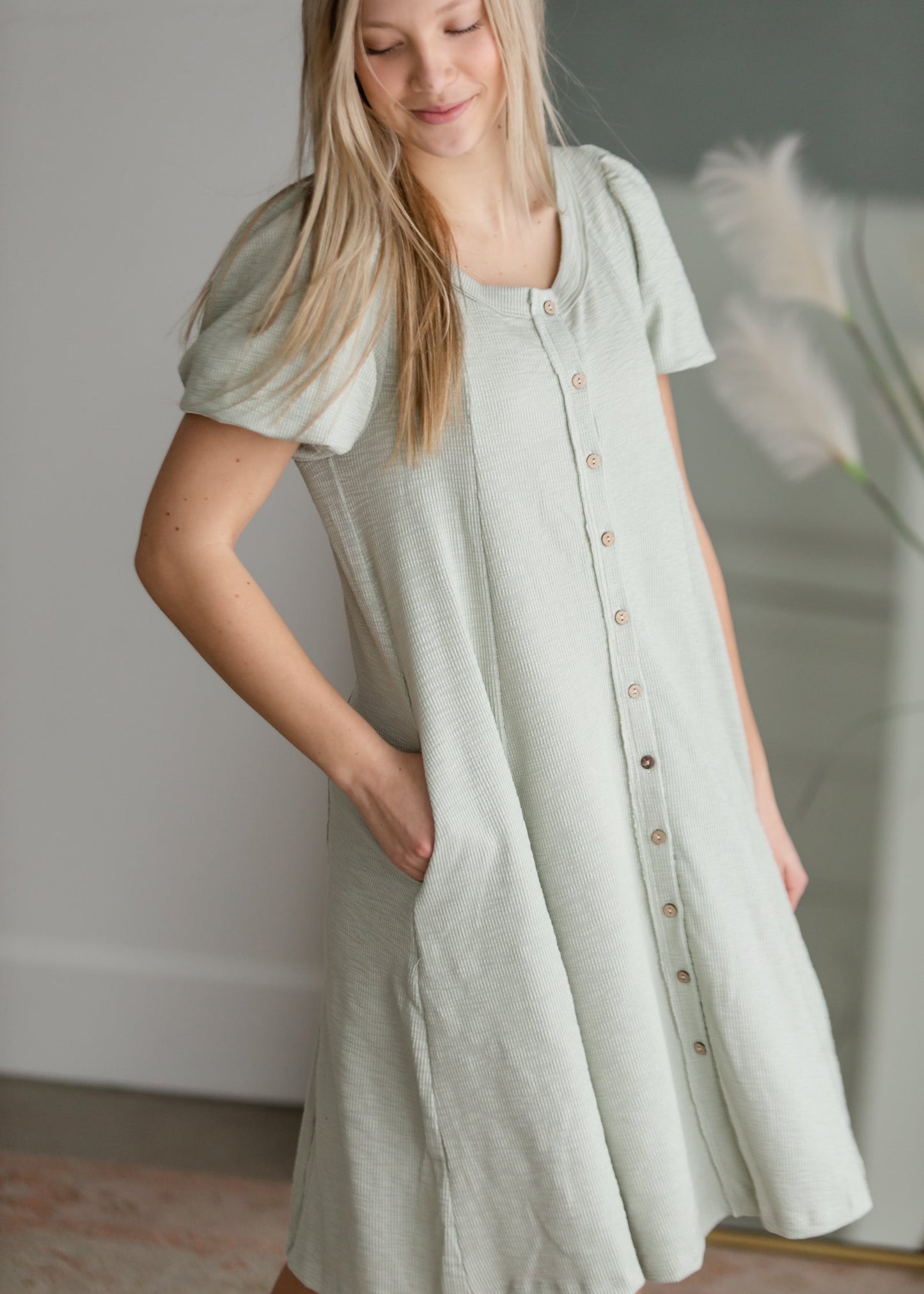 Knit Button Up Midi Dress Dresses Polygram