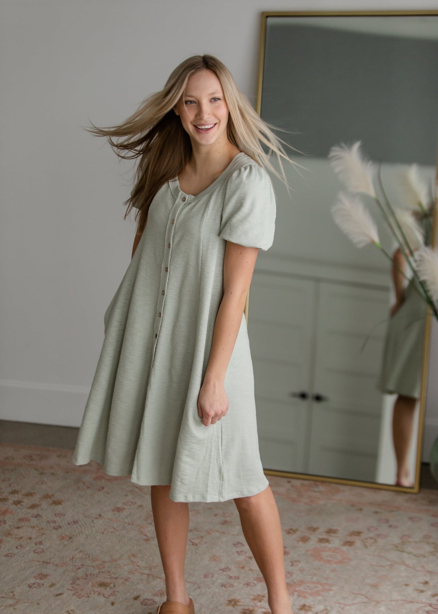 Knit Button Up Midi Dress Dresses Polygram